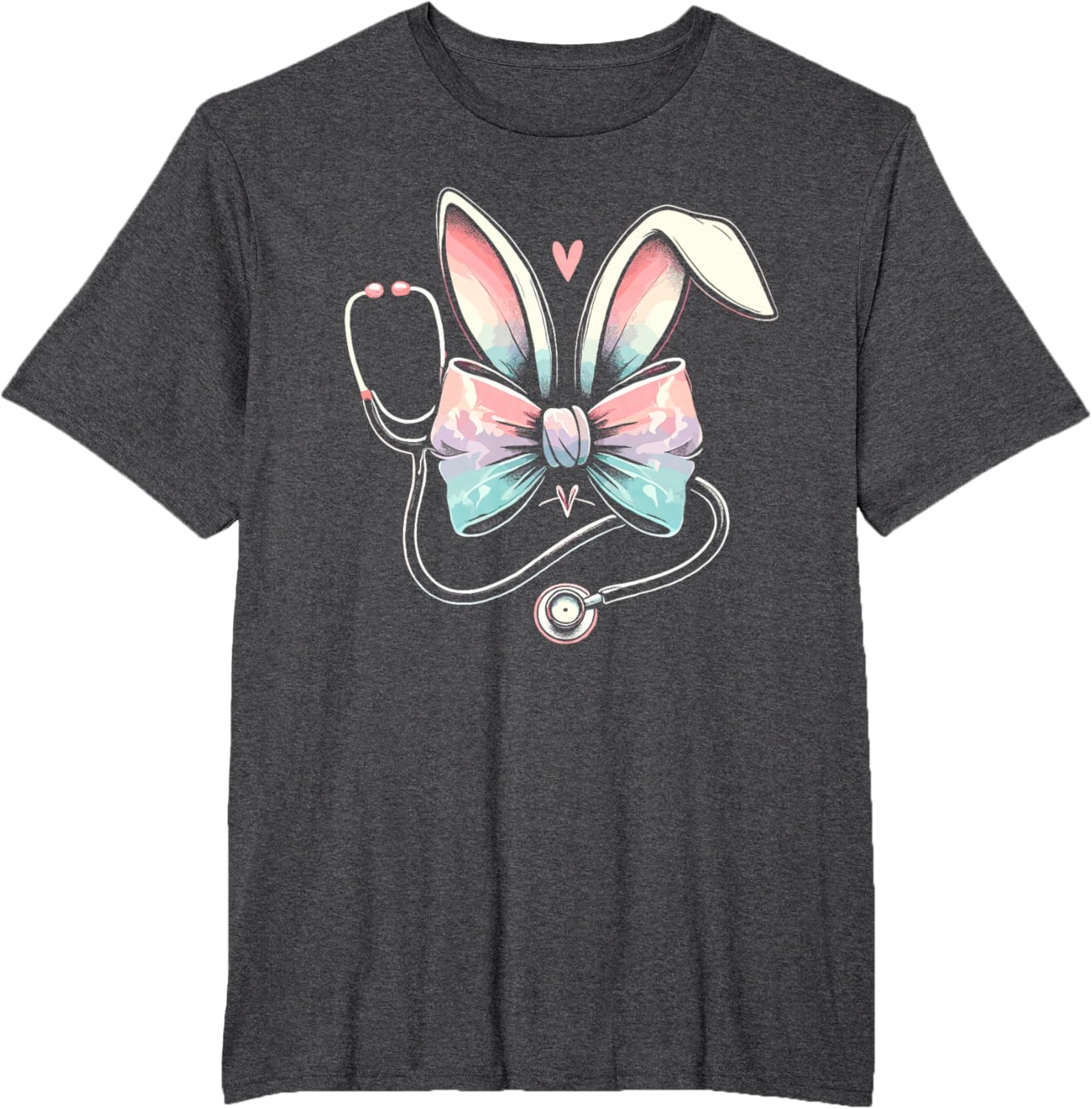 Easter Nurse, Bunny Ears Coquette Bow With Stethoscope T-Shirt