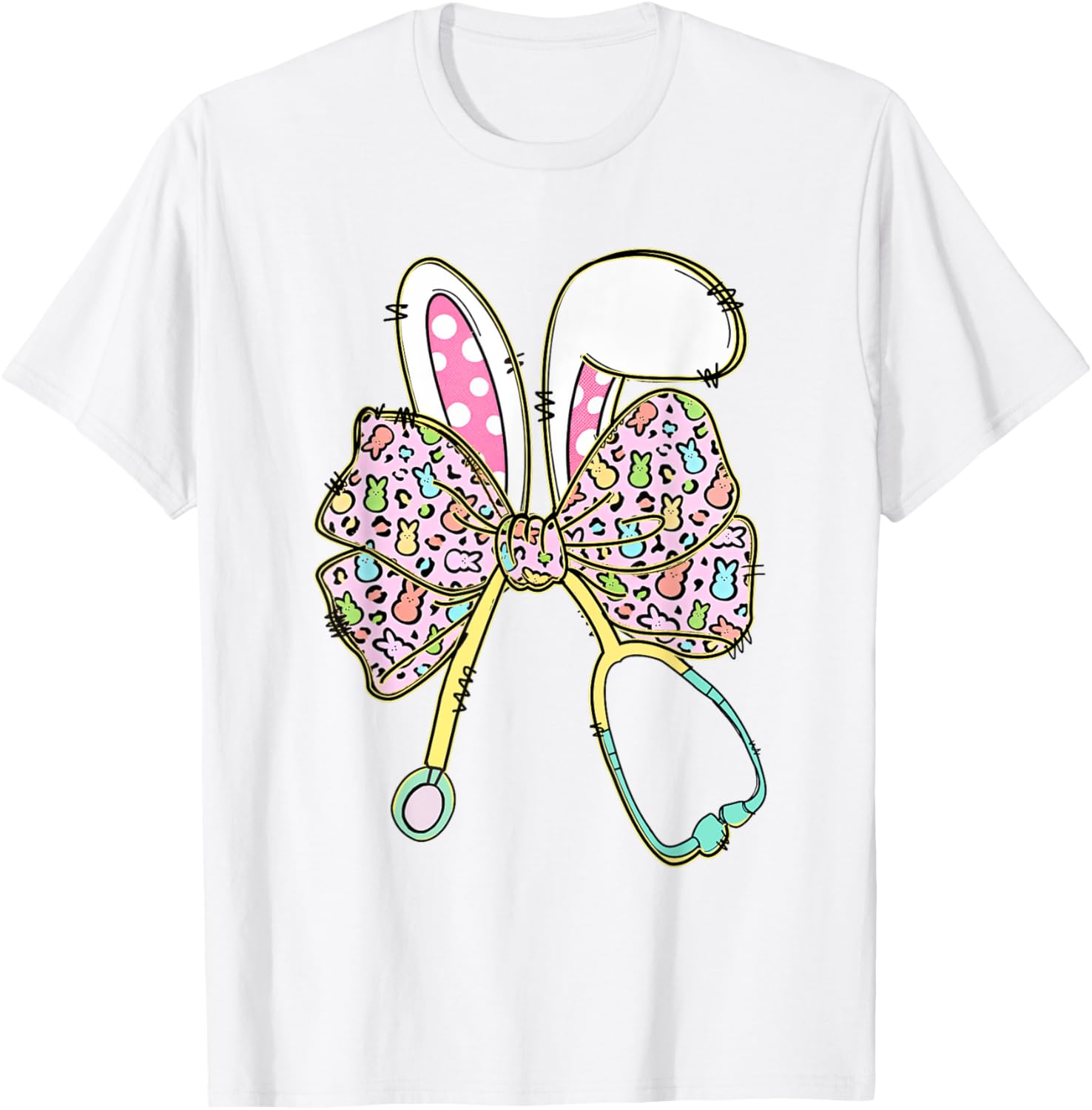 Easter Nurse Coquette Bow Easter Bunny Ears Nursing Student T-Shirt