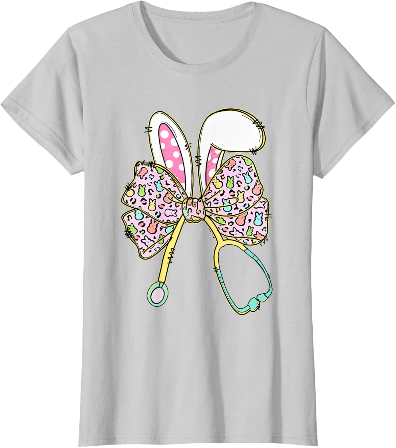 Easter Nurse Coquette Bow Easter Bunny Ears Nursing Student T-Shirt