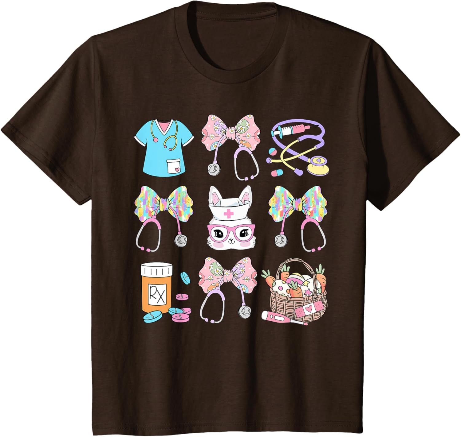 Easter Nurse Coquette Bow Happy Easter Bunny T-Shirt