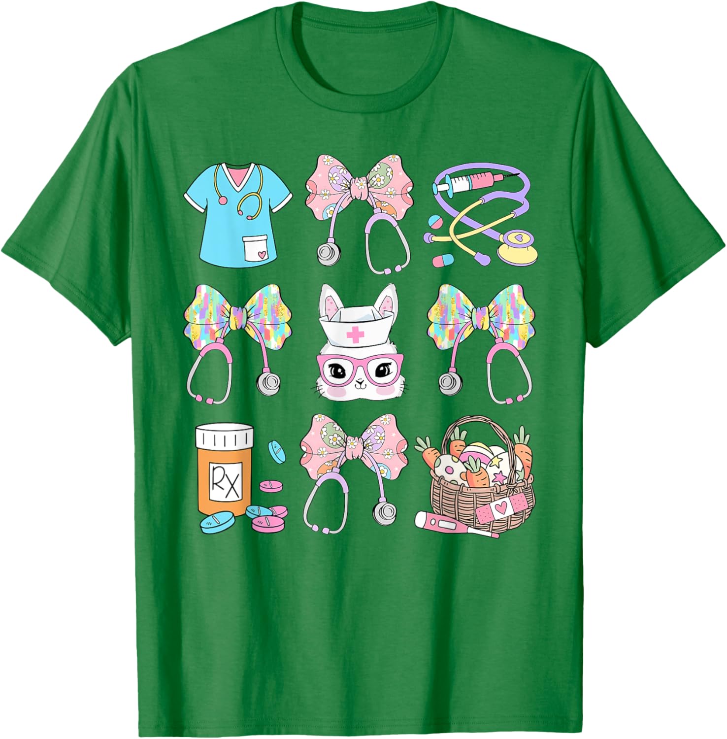 Easter Nurse Coquette Bow Happy Easter Bunny T-Shirt