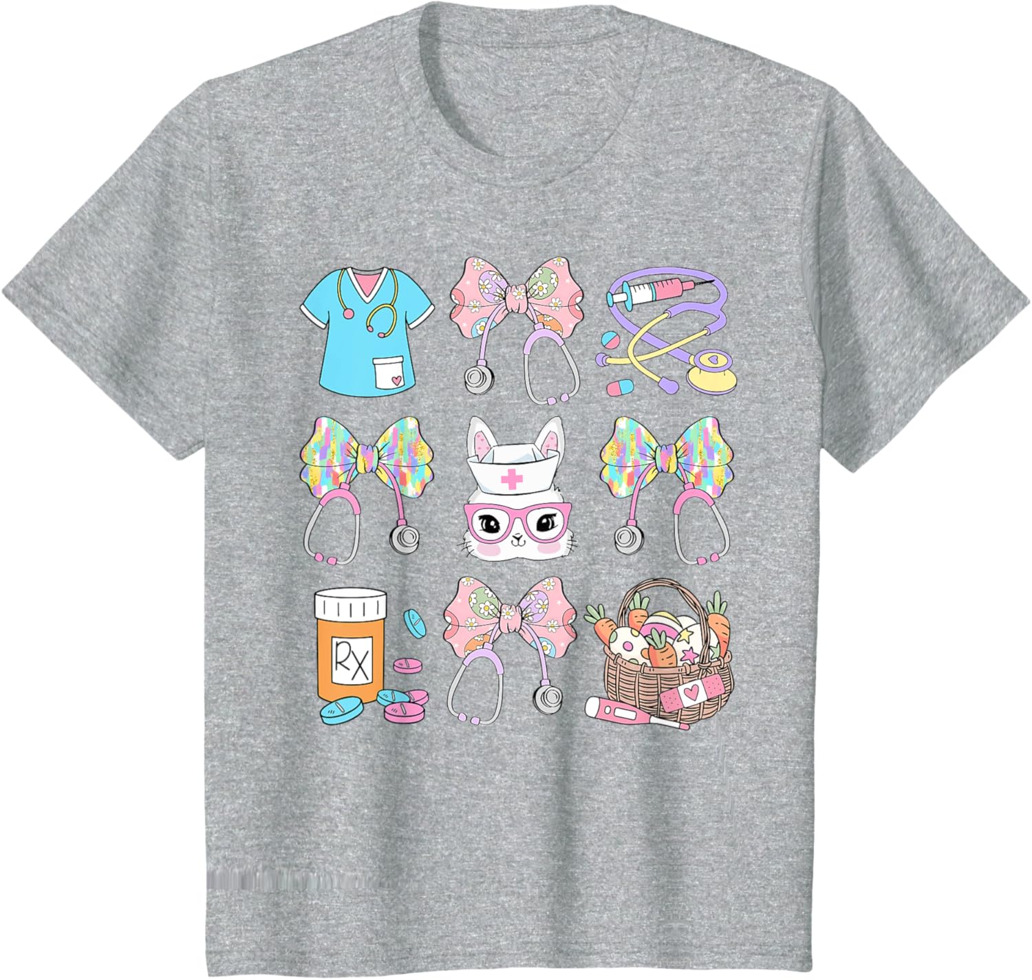 Easter Nurse Coquette Bow Happy Easter Bunny T-Shirt