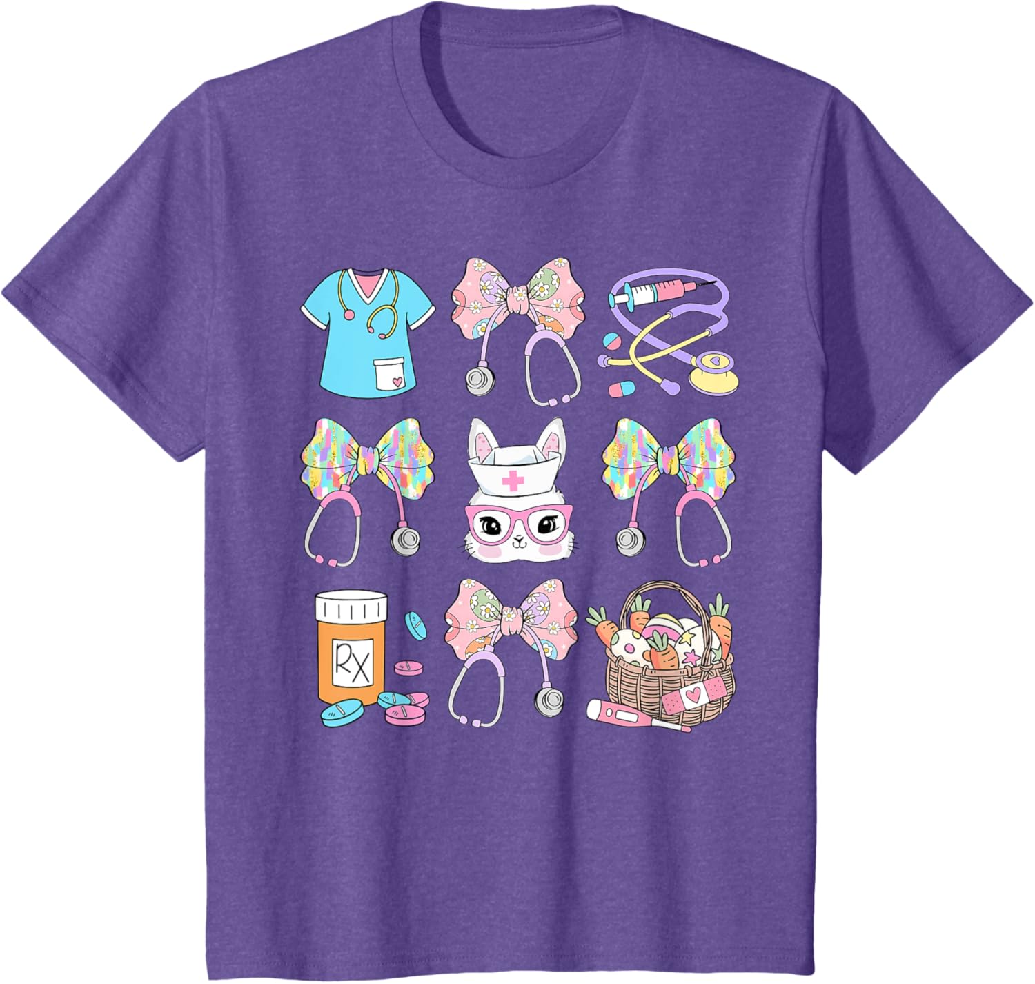 Easter Nurse Coquette Bow Happy Easter Bunny T-Shirt