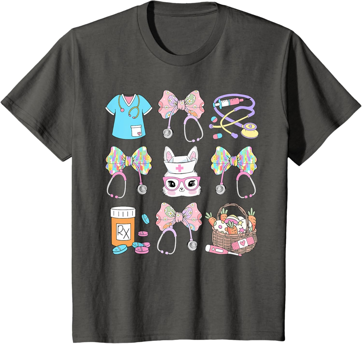 Easter Nurse Coquette Bow Happy Easter Bunny T-Shirt