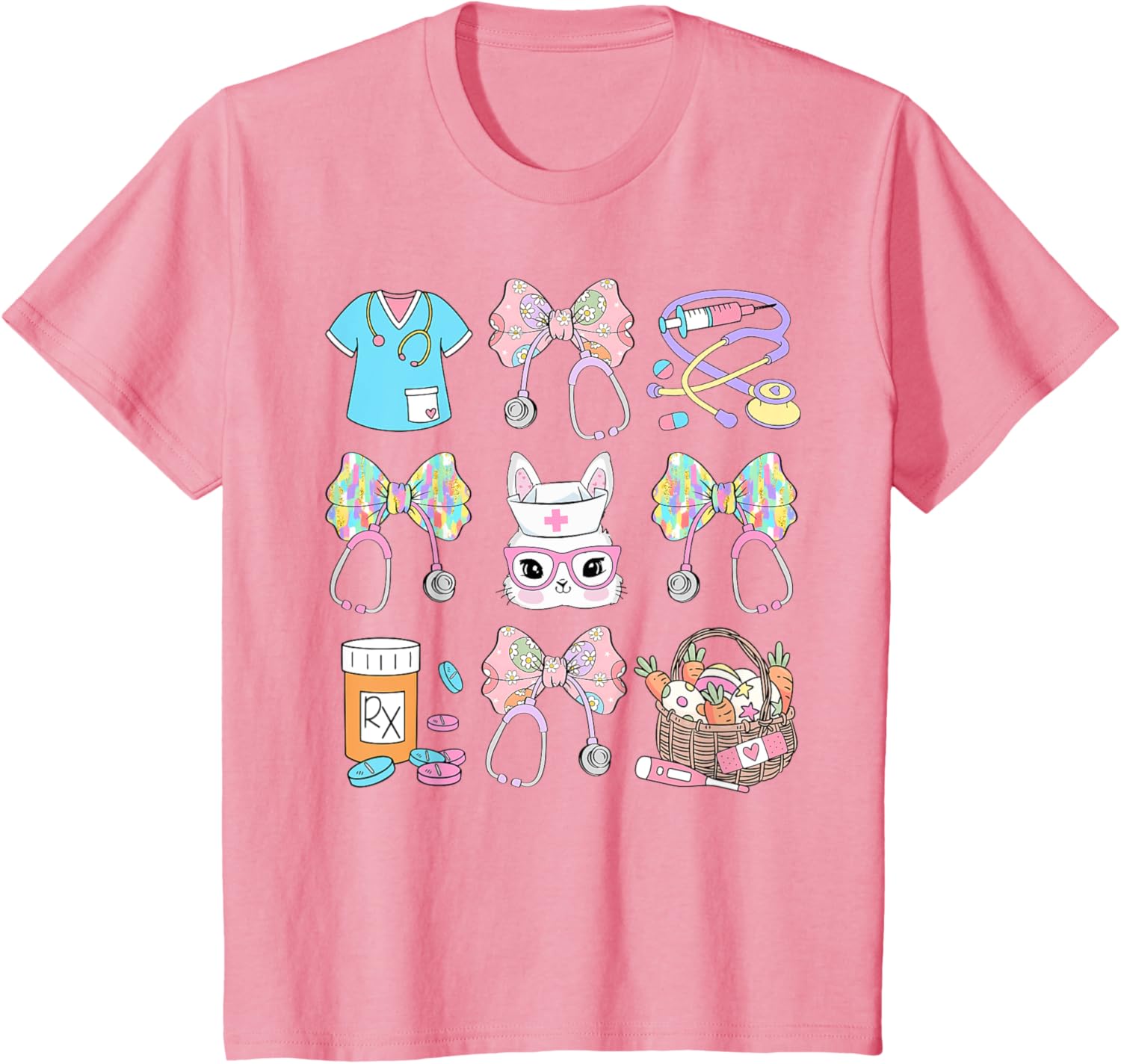 Easter Nurse Coquette Bow Happy Easter Bunny T-Shirt