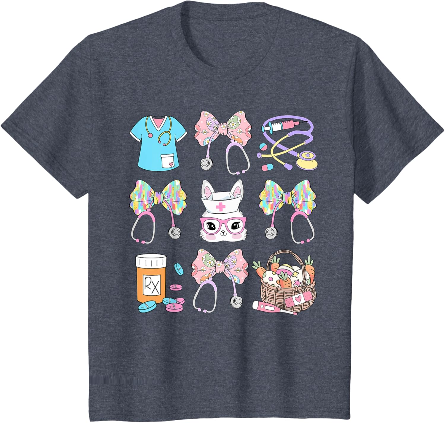 Easter Nurse Coquette Bow Happy Easter Bunny T-Shirt