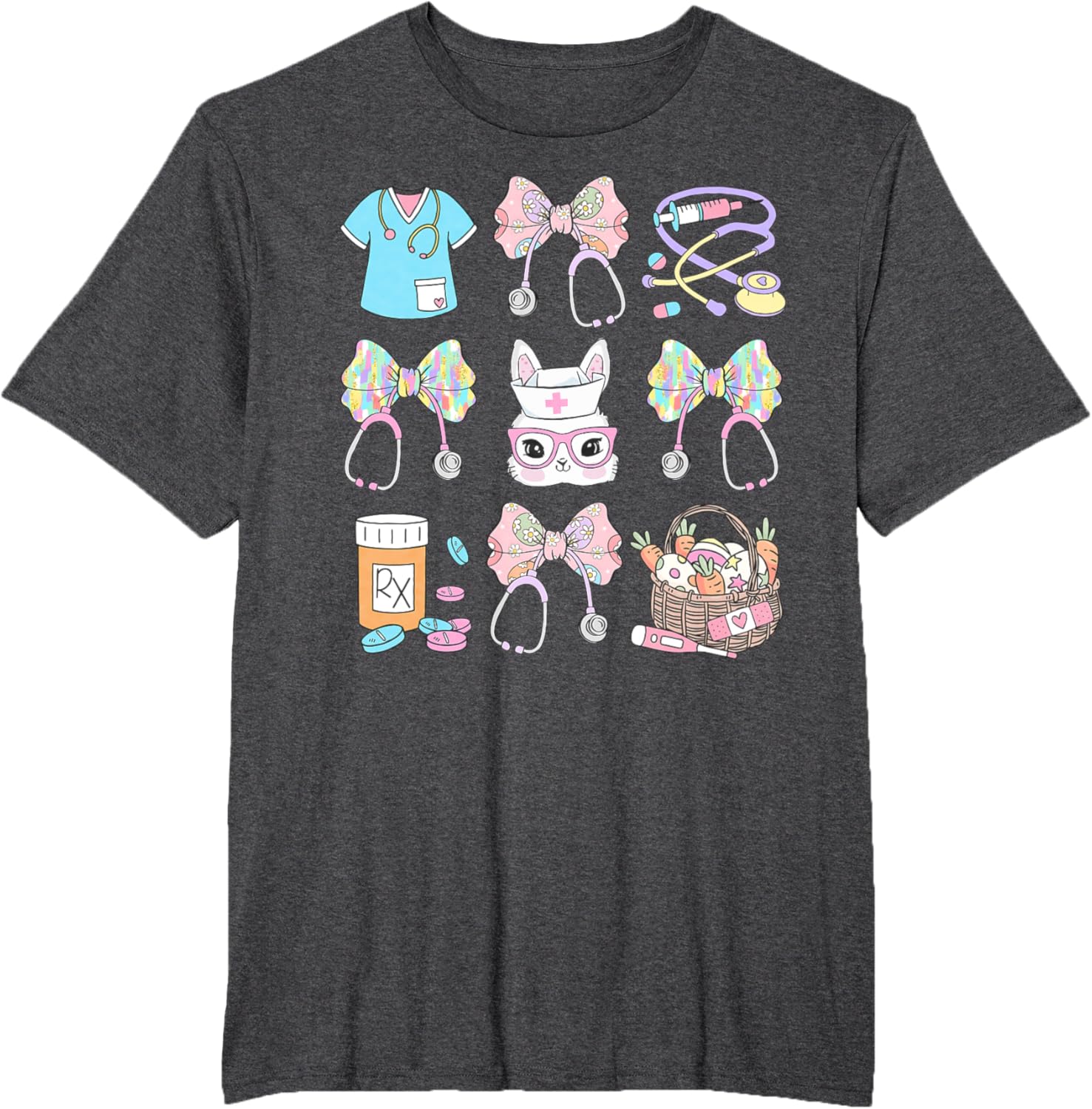 Easter Nurse Coquette Bow Happy Easter Bunny T-Shirt