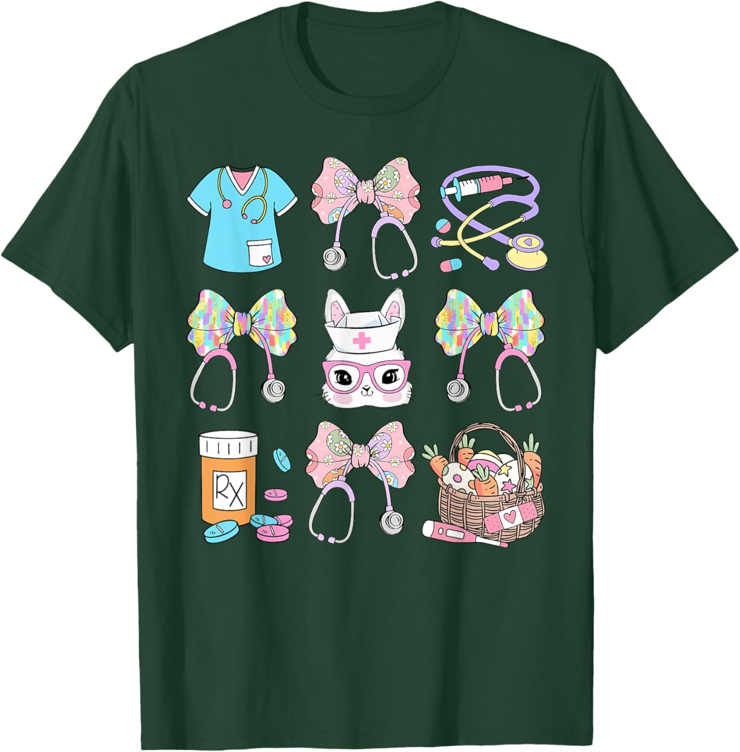 Easter Nurse Coquette Bow Happy Easter Bunny T-Shirt