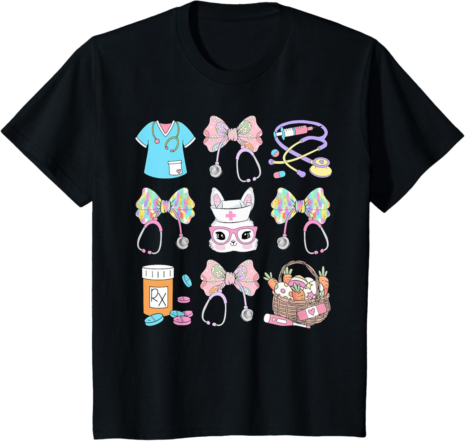 Easter Nurse Coquette Bow Happy Easter Bunny T-Shirt