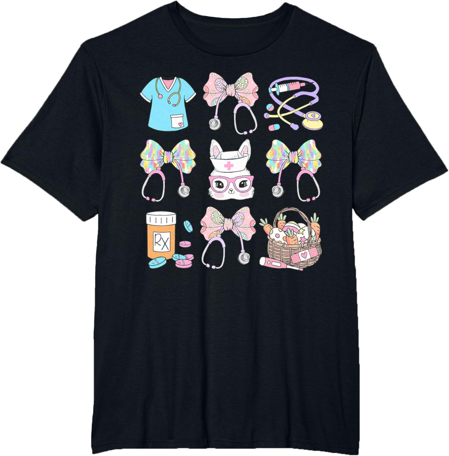 Easter Nurse Coquette Bow Happy Easter Bunny T-Shirt