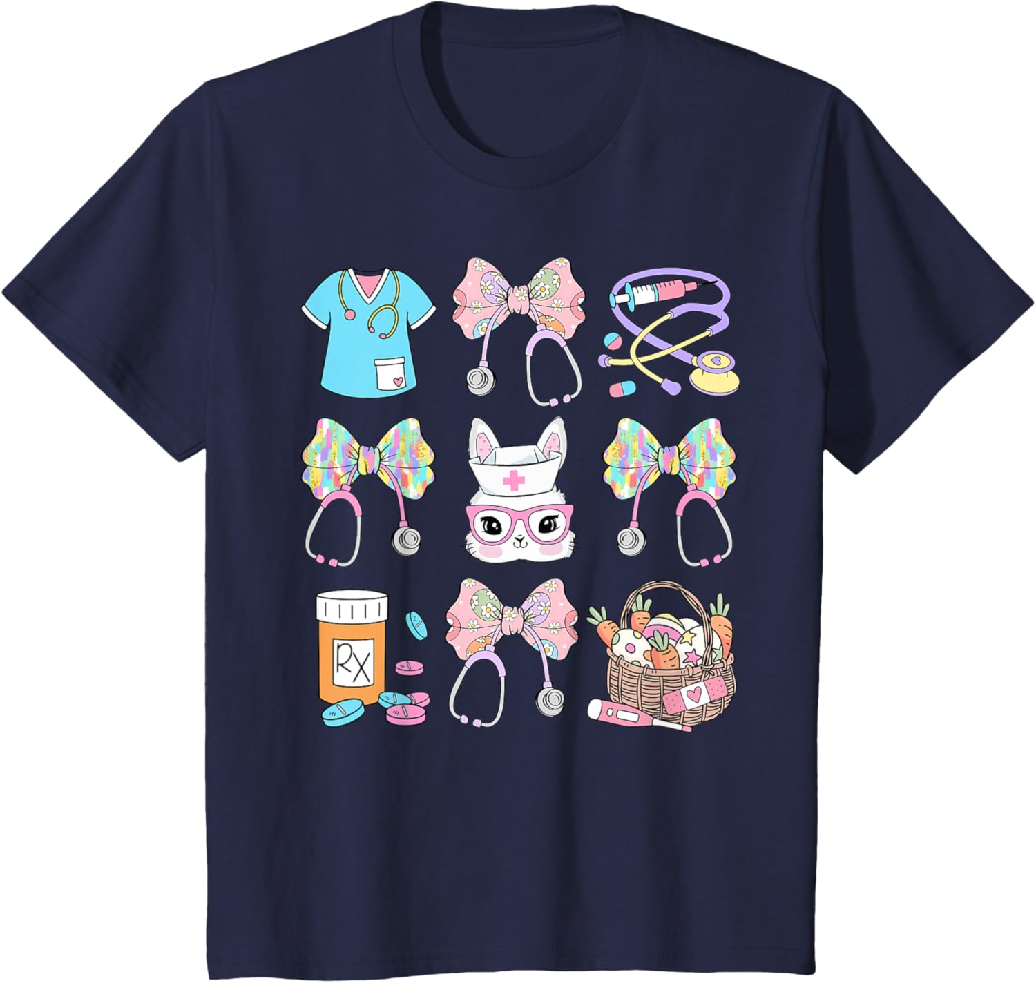 Easter Nurse Coquette Bow Happy Easter Bunny T-Shirt