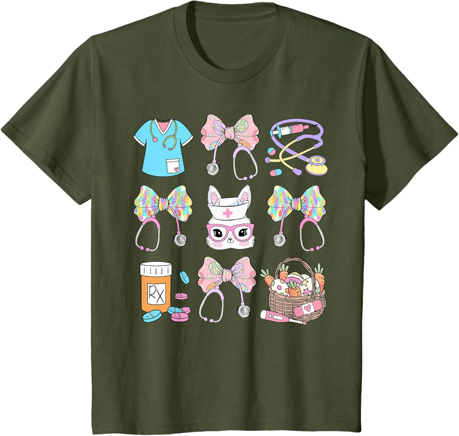 Easter Nurse Coquette Bow Happy Easter Bunny T-Shirt