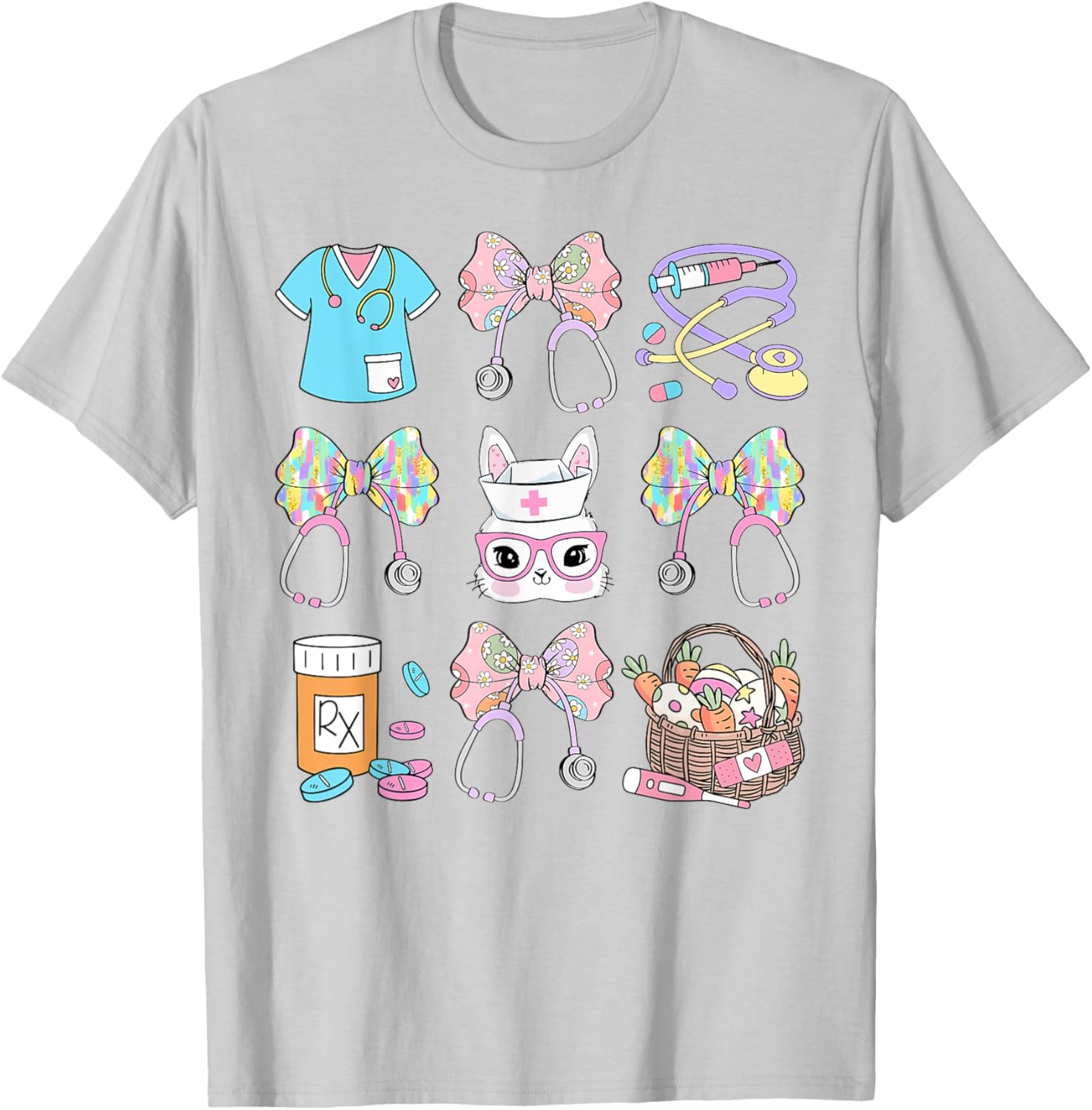 Easter Nurse Coquette Bow Happy Easter Bunny T-Shirt