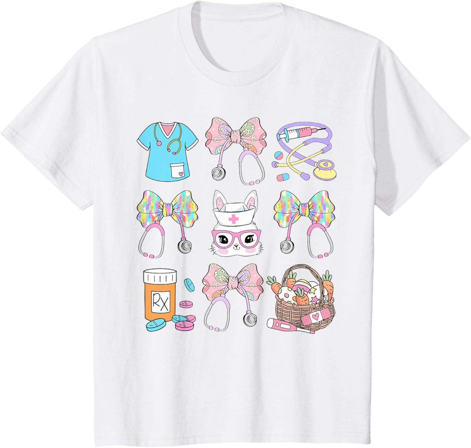 Easter Nurse Coquette Bow Happy Easter Bunny T-Shirt