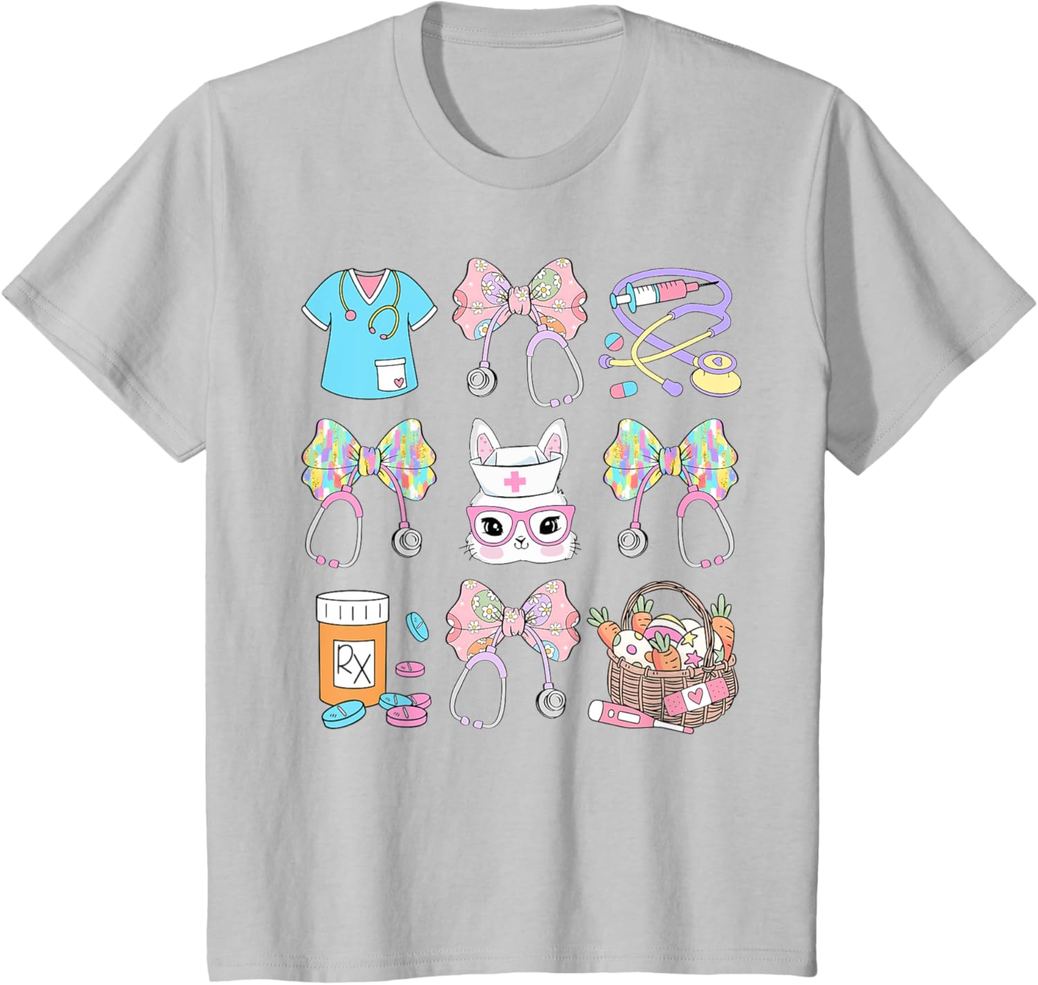 Easter Nurse Coquette Bow Happy Easter Bunny T-Shirt