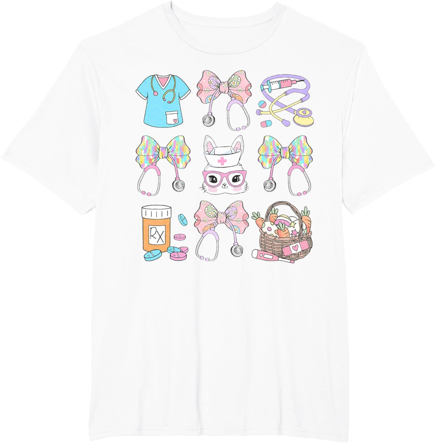 Easter Nurse Coquette Bow Happy Easter Bunny T-Shirt