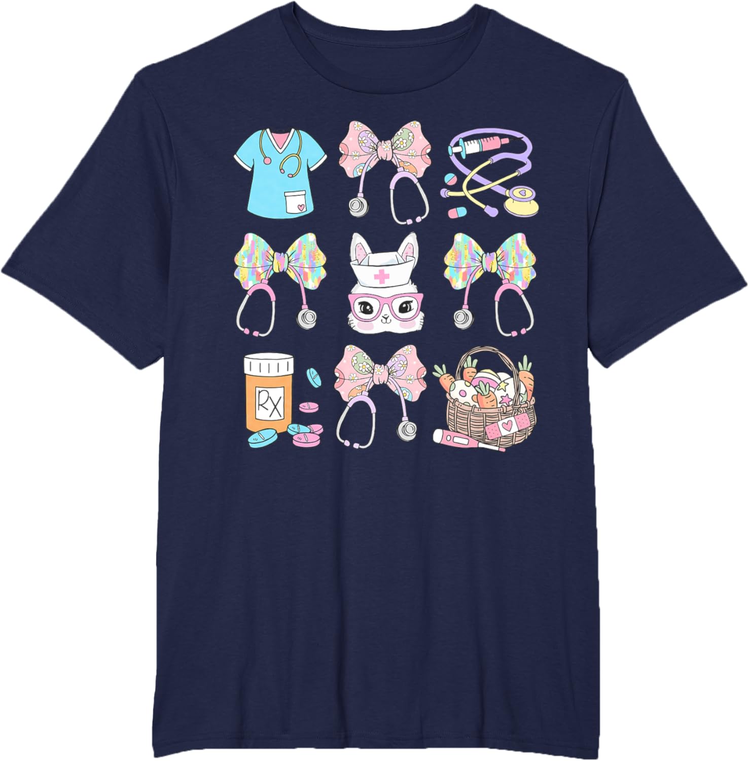 Easter Nurse Coquette Bow Happy Easter Bunny T-Shirt