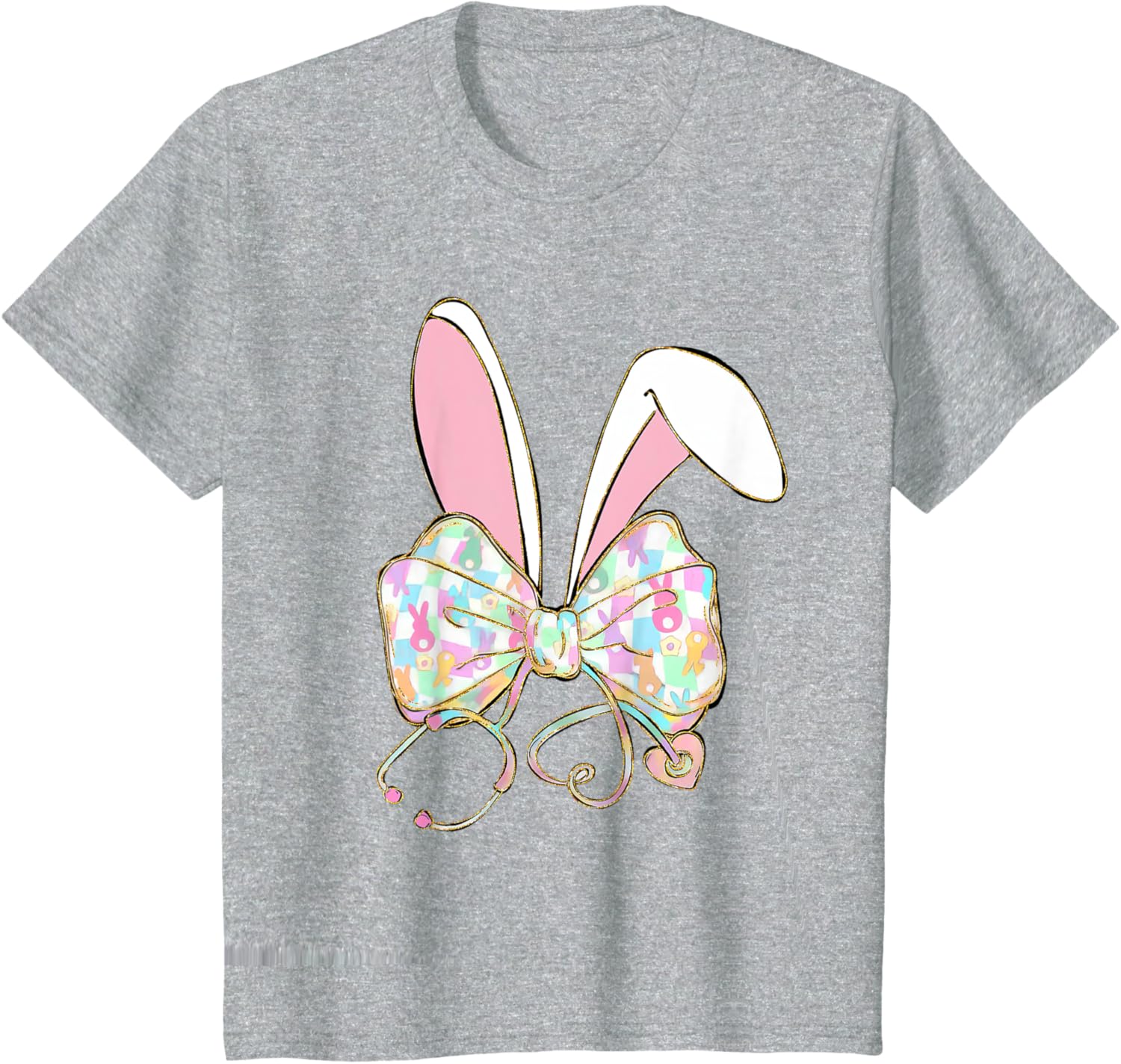 Easter Nurse Coquette Bow Stethoscope Bunny Scrub Top Rabbit T-Shirt