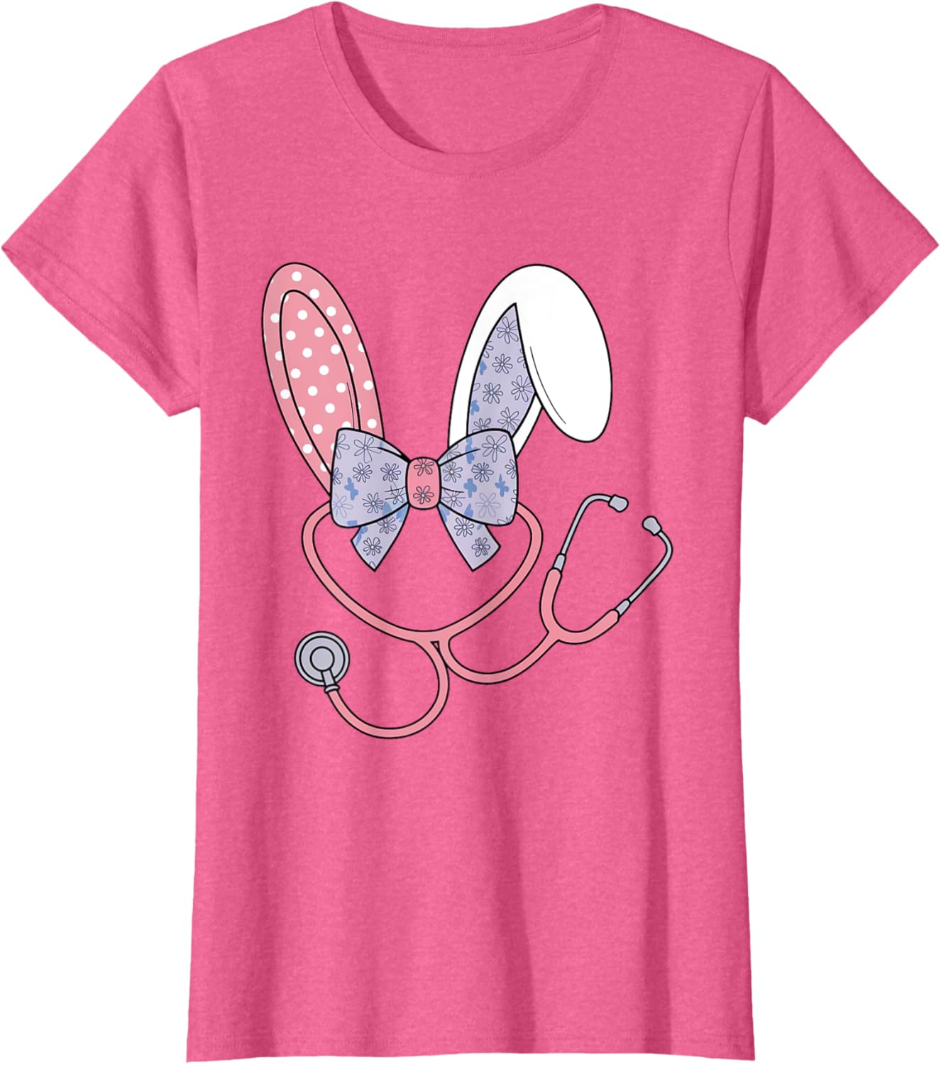 Easter Nurse Coquette Bow Stethoscope Bunny Scrub Top Rabbit T-Shirt