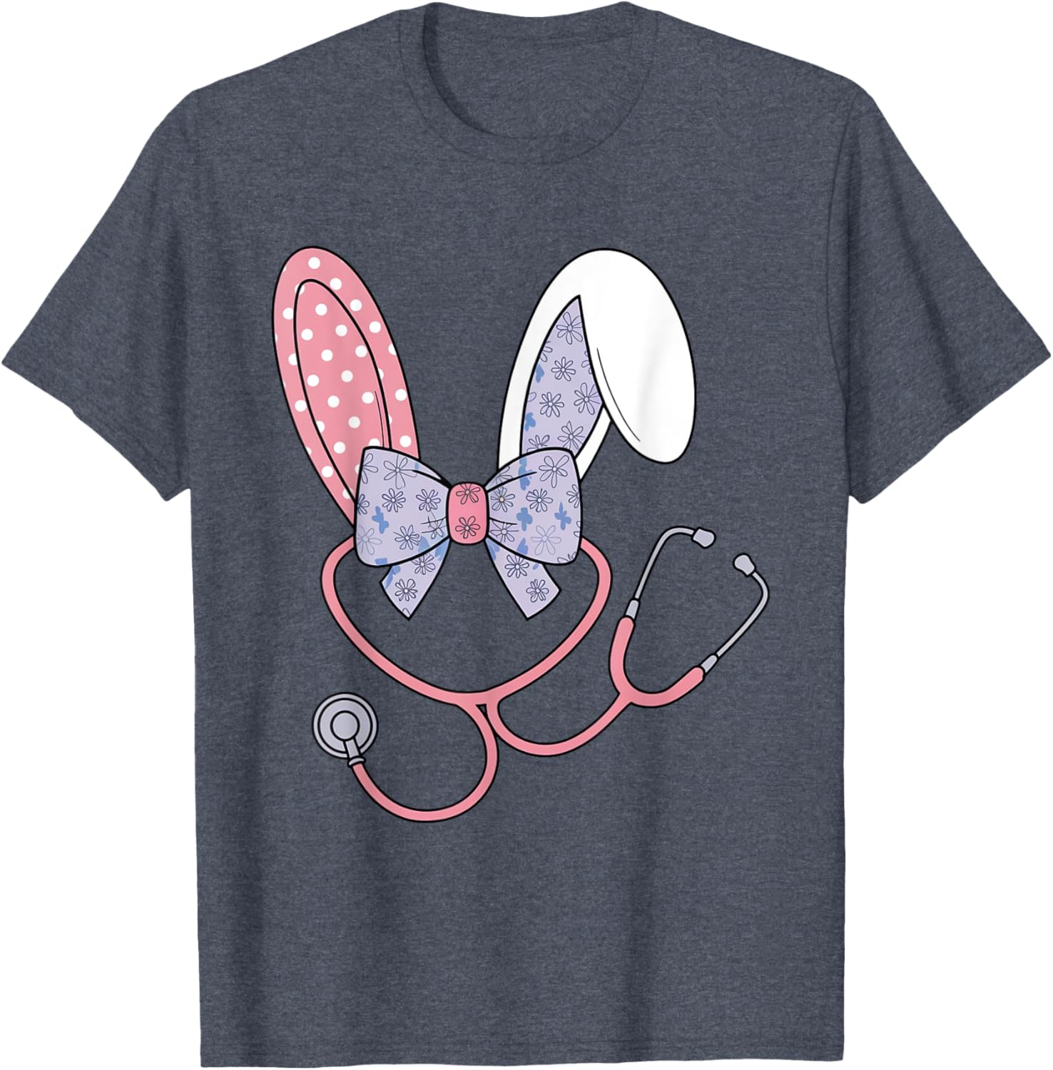 Easter Nurse Coquette Bow Stethoscope Bunny Scrub Top Rabbit T-Shirt