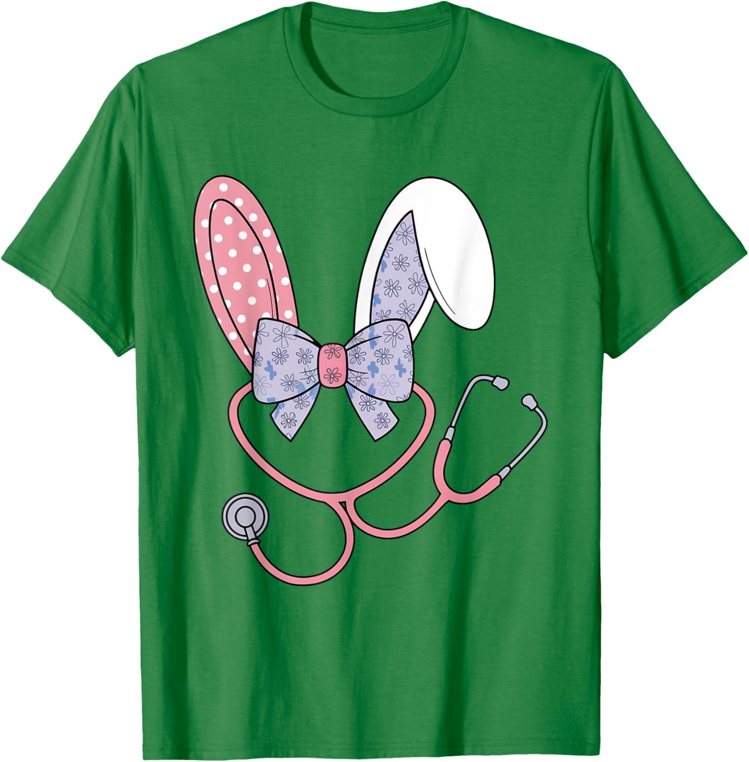 Easter Nurse Coquette Bow Stethoscope Bunny Scrub Top Rabbit T-Shirt