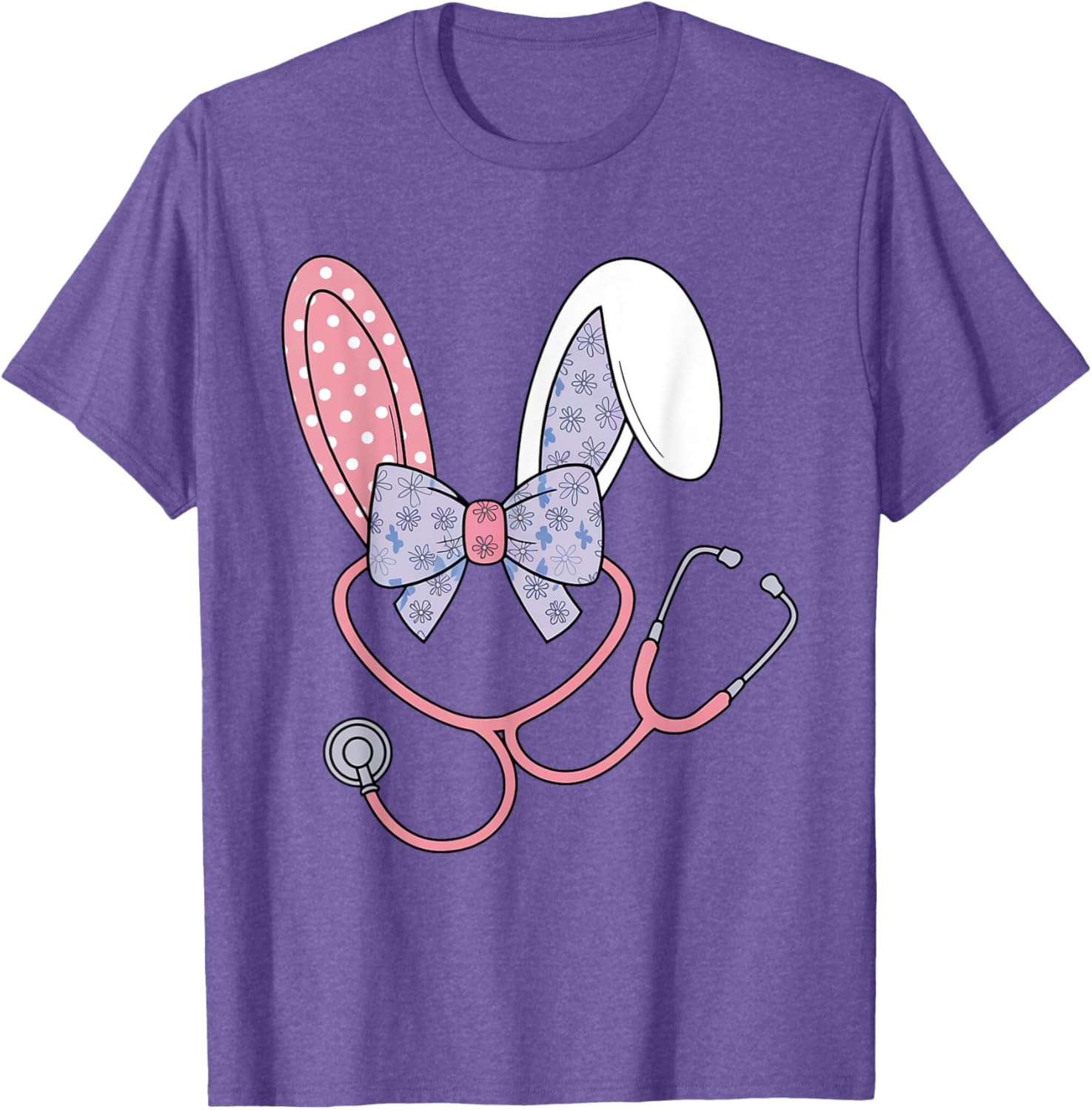 Easter Nurse Coquette Bow Stethoscope Bunny Scrub Top Rabbit T-Shirt