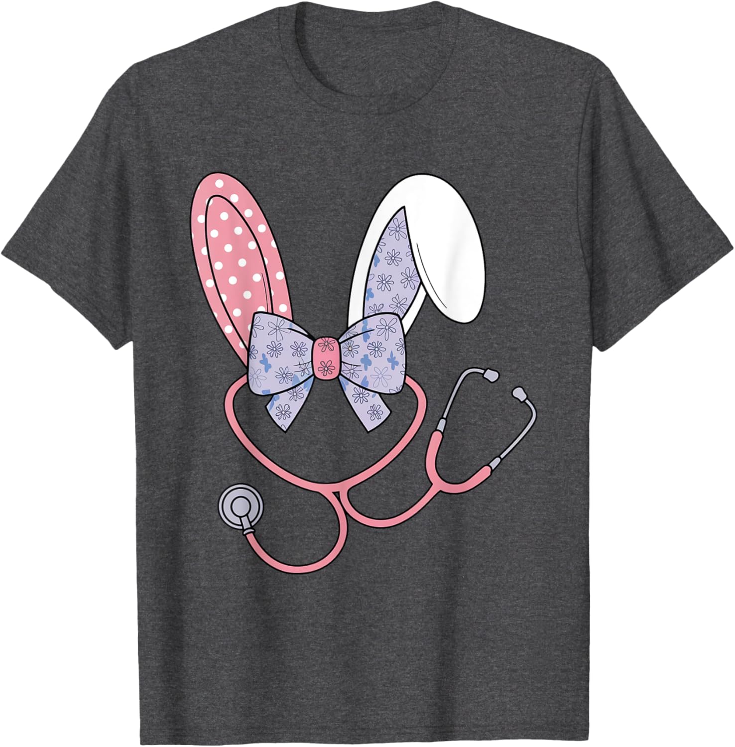 Easter Nurse Coquette Bow Stethoscope Bunny Scrub Top Rabbit T-Shirt