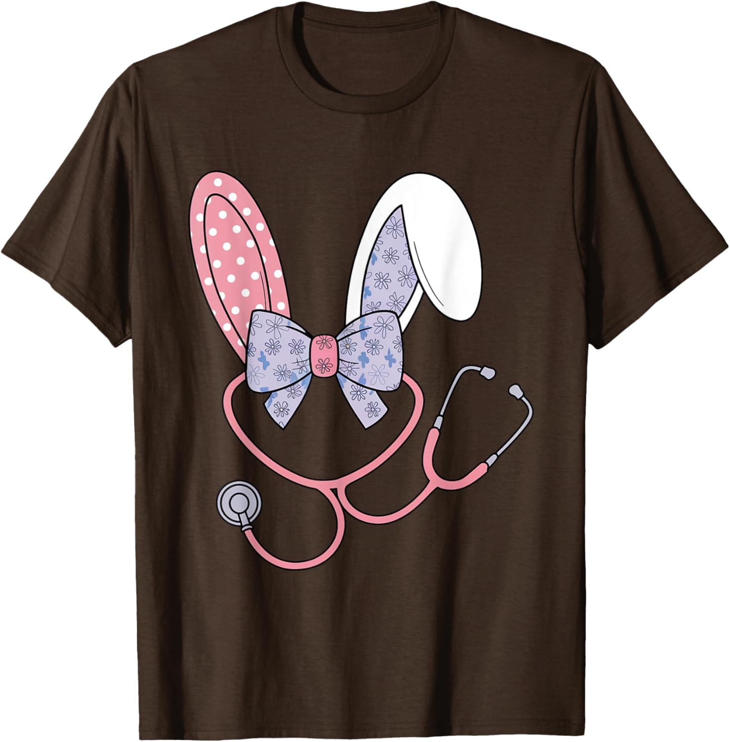 Easter Nurse Coquette Bow Stethoscope Bunny Scrub Top Rabbit T-Shirt