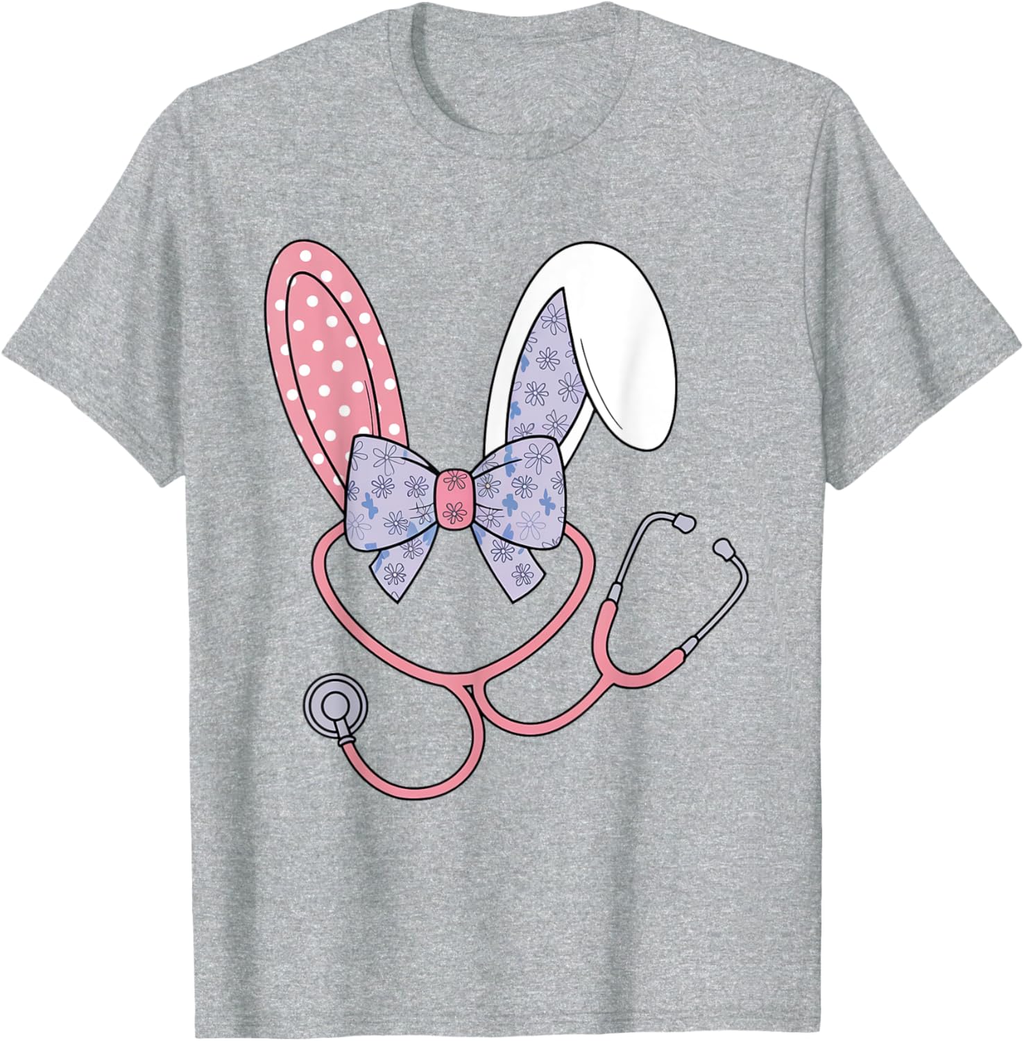 Easter Nurse Coquette Bow Stethoscope Bunny Scrub Top Rabbit T-Shirt