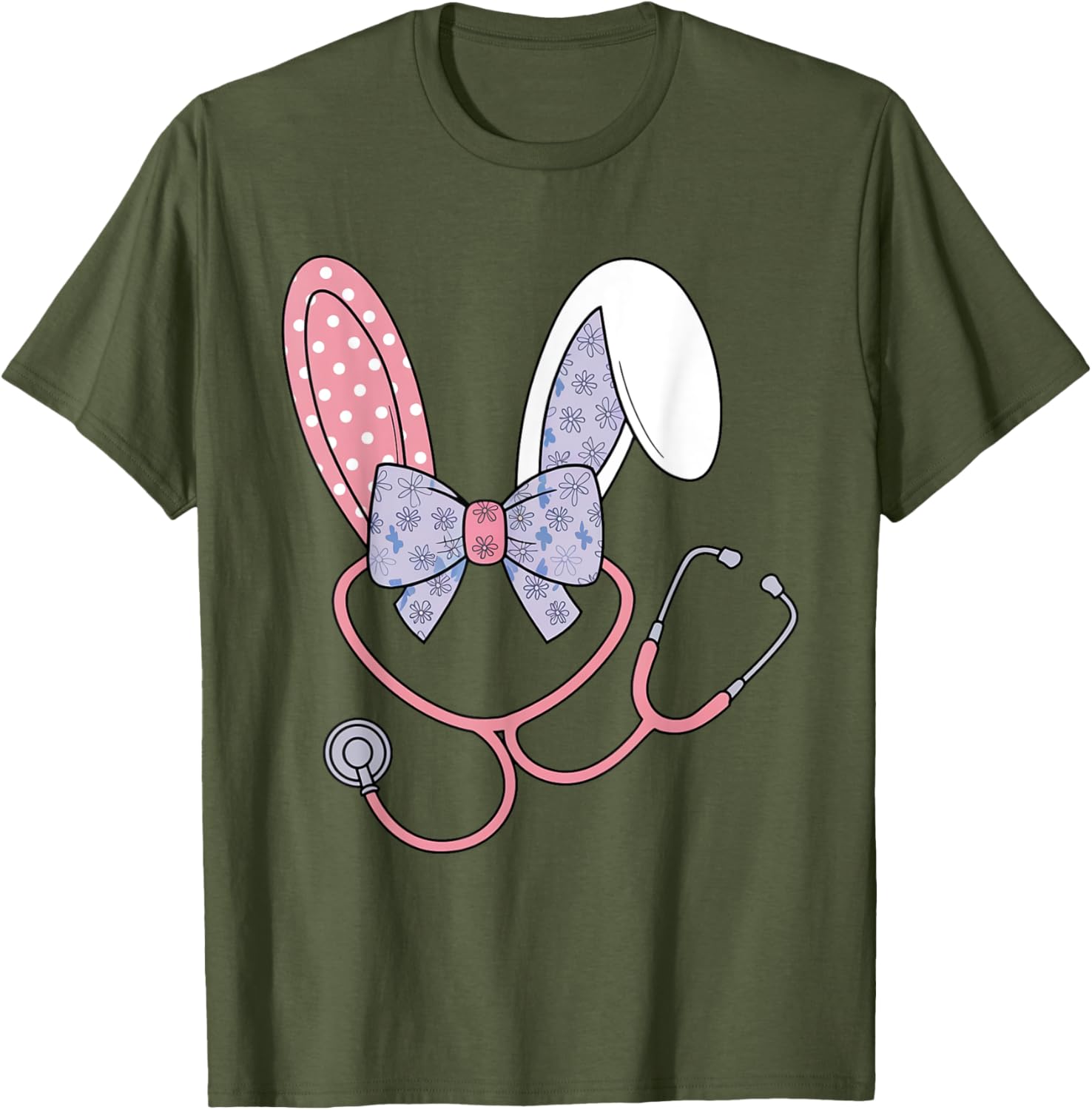 Easter Nurse Coquette Bow Stethoscope Bunny Scrub Top Rabbit T-Shirt