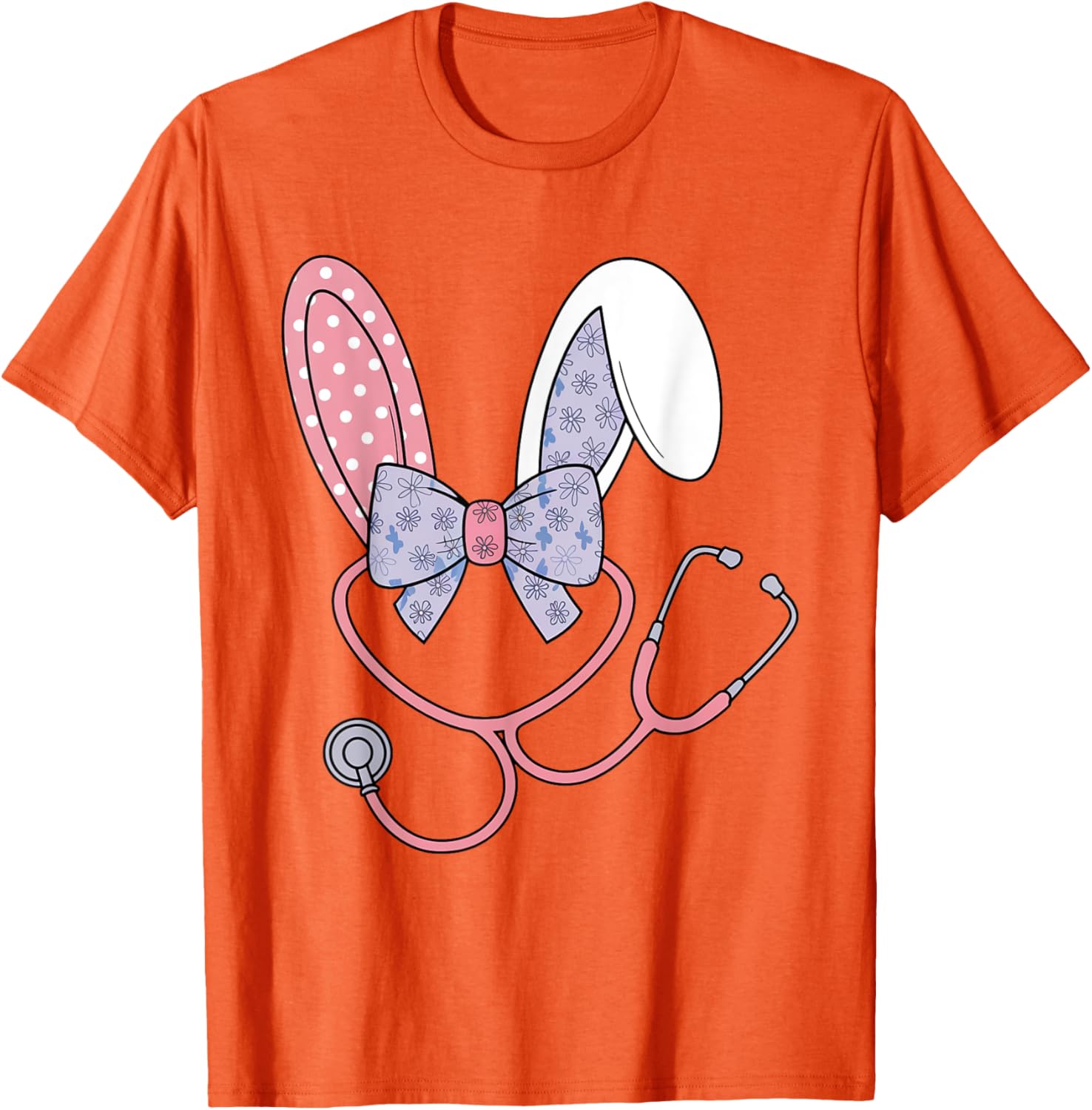 Easter Nurse Coquette Bow Stethoscope Bunny Scrub Top Rabbit T-Shirt