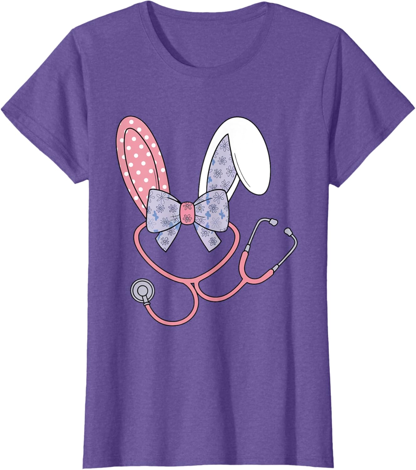 Easter Nurse Coquette Bow Stethoscope Bunny Scrub Top Rabbit T-Shirt