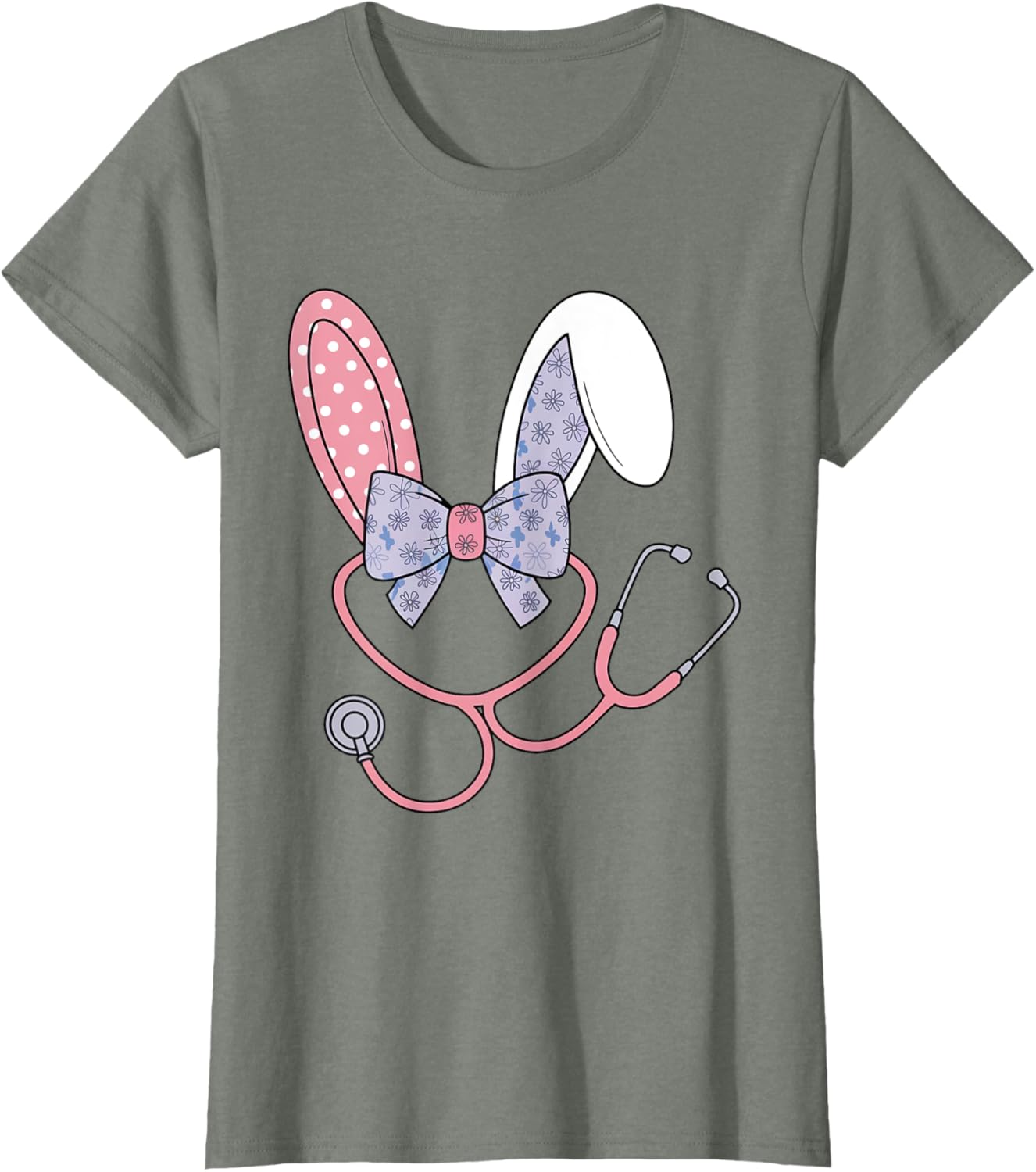 Easter Nurse Coquette Bow Stethoscope Bunny Scrub Top Rabbit T-Shirt