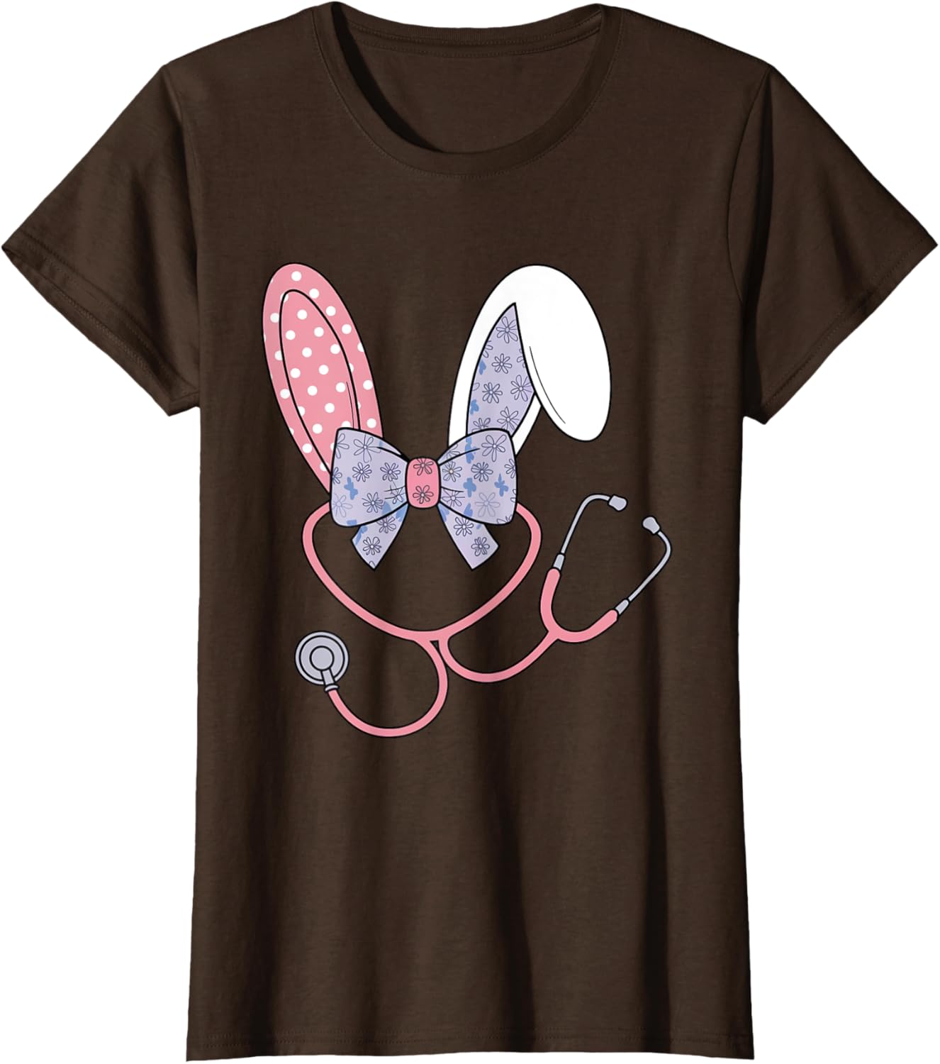 Easter Nurse Coquette Bow Stethoscope Bunny Scrub Top Rabbit T-Shirt