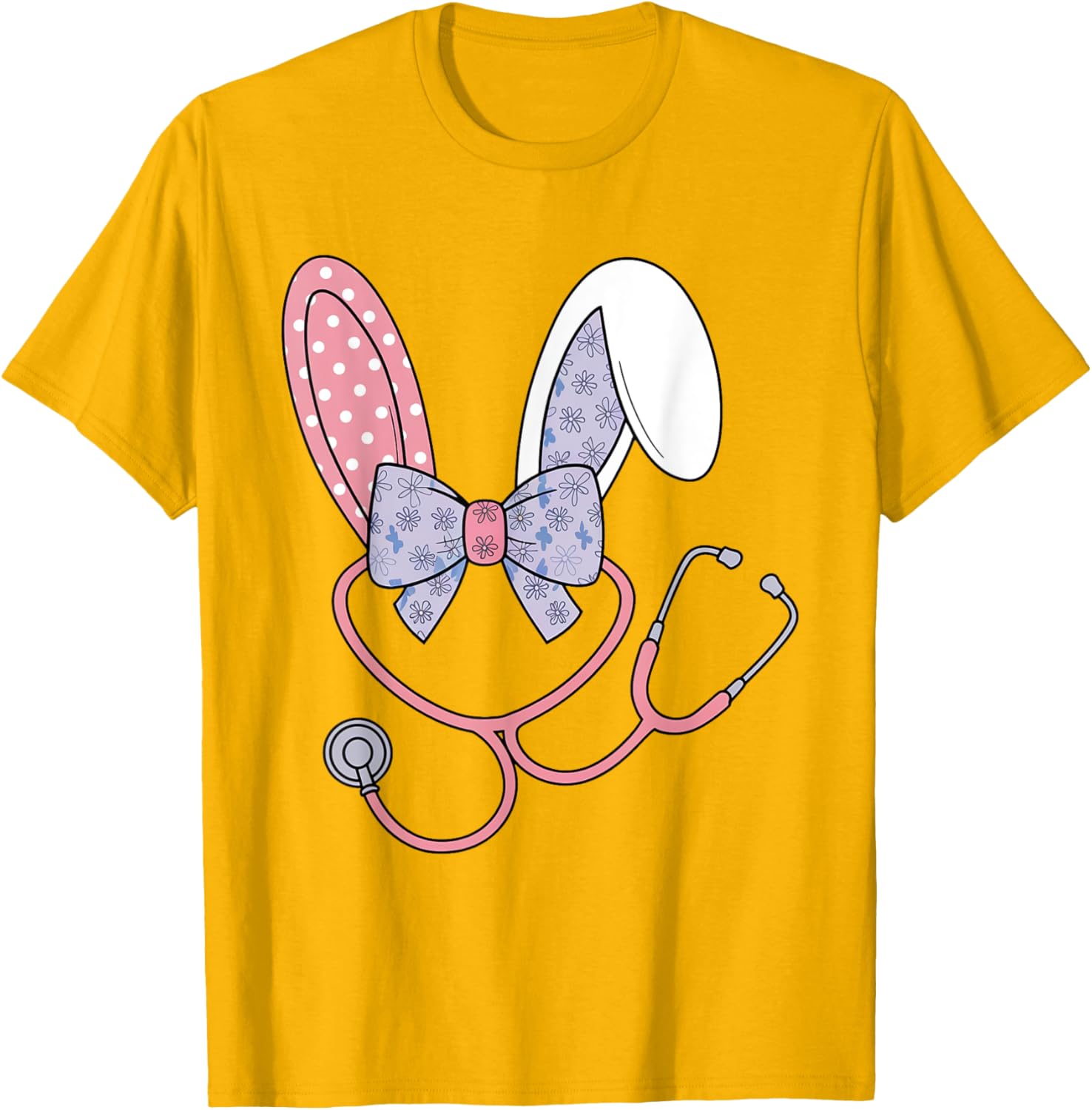 Easter Nurse Coquette Bow Stethoscope Bunny Scrub Top Rabbit T-Shirt