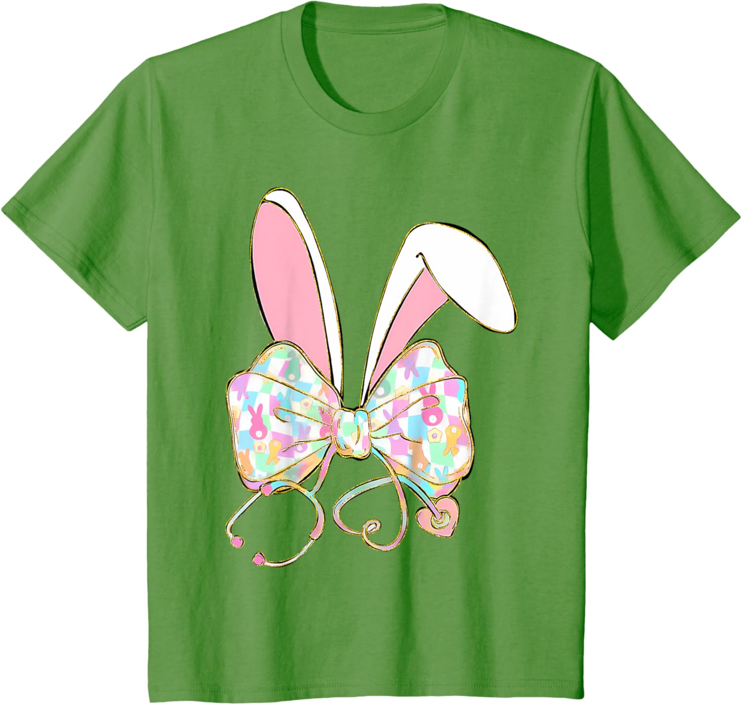 Easter Nurse Coquette Bow Stethoscope Bunny Scrub Top Rabbit T-Shirt