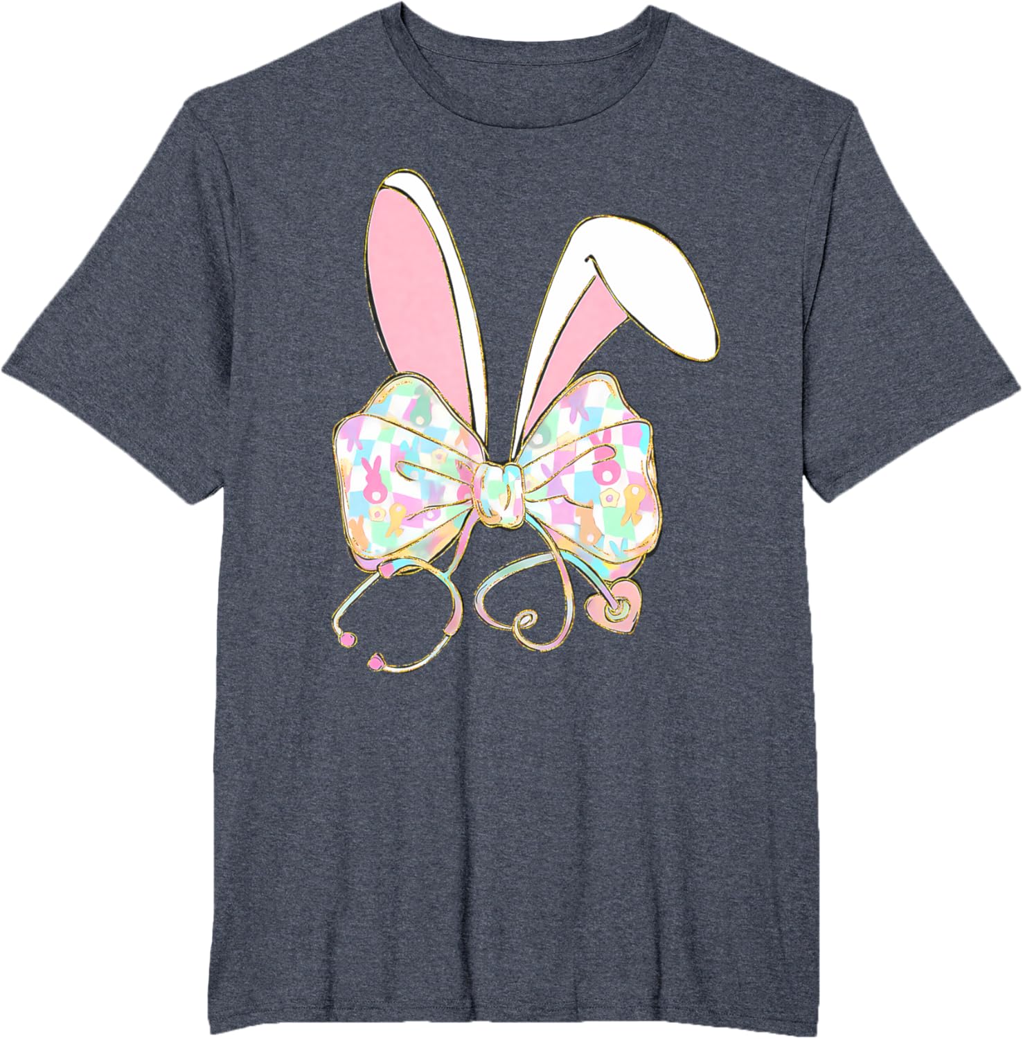 Easter Nurse Coquette Bow Stethoscope Bunny Scrub Top Rabbit T-Shirt