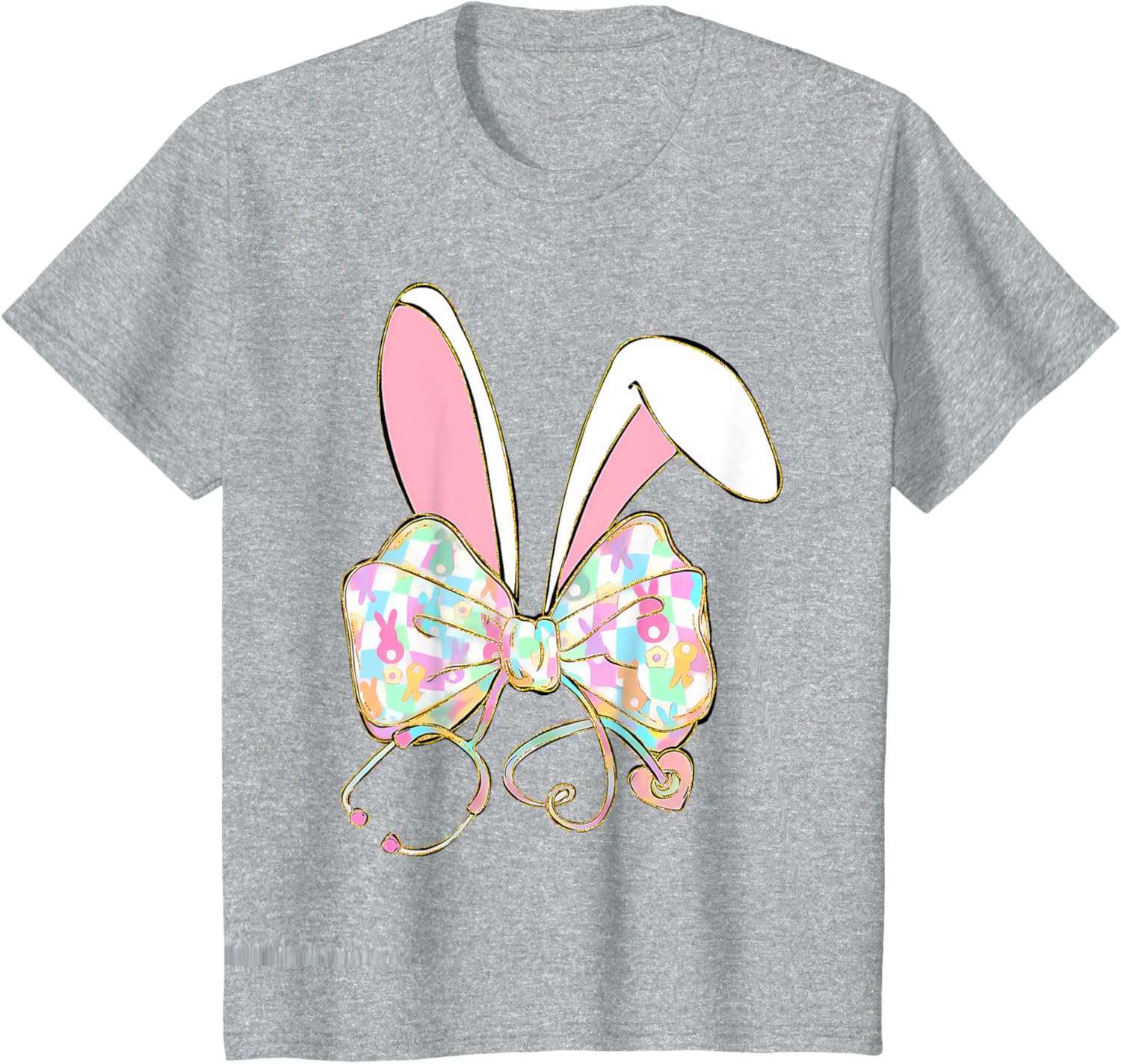 Easter Nurse Coquette Bow Stethoscope Bunny Scrub Top Rabbit T-Shirt