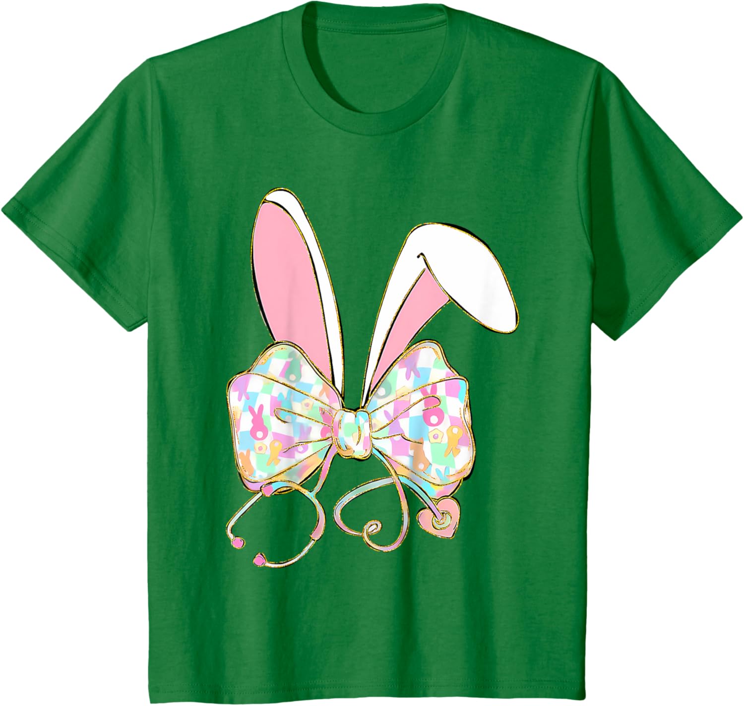 Easter Nurse Coquette Bow Stethoscope Bunny Scrub Top Rabbit T-Shirt