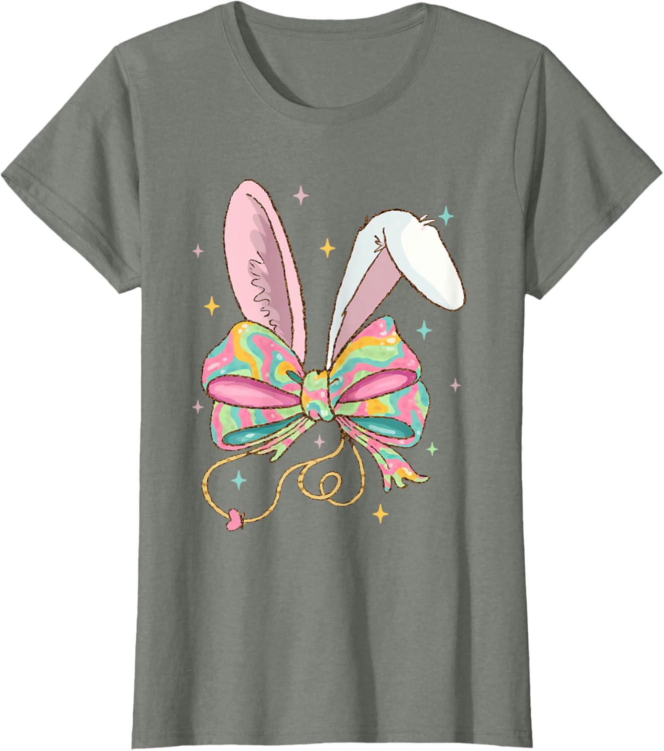 Easter Nurse Coquette Bow Stethoscope Bunny Scrub Top Rabbit T-Shirt