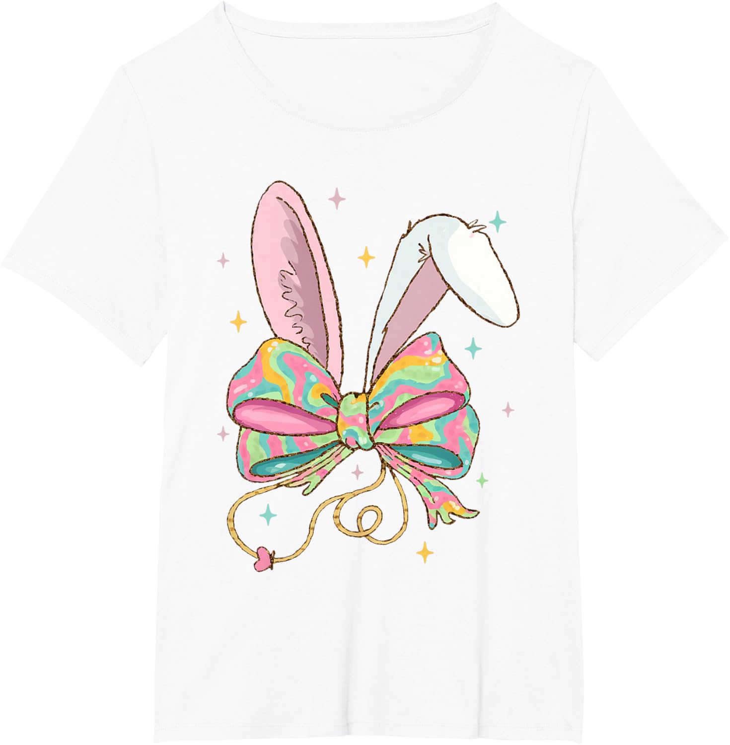 Easter Nurse Coquette Bow Stethoscope Bunny Scrub Top Rabbit T-Shirt