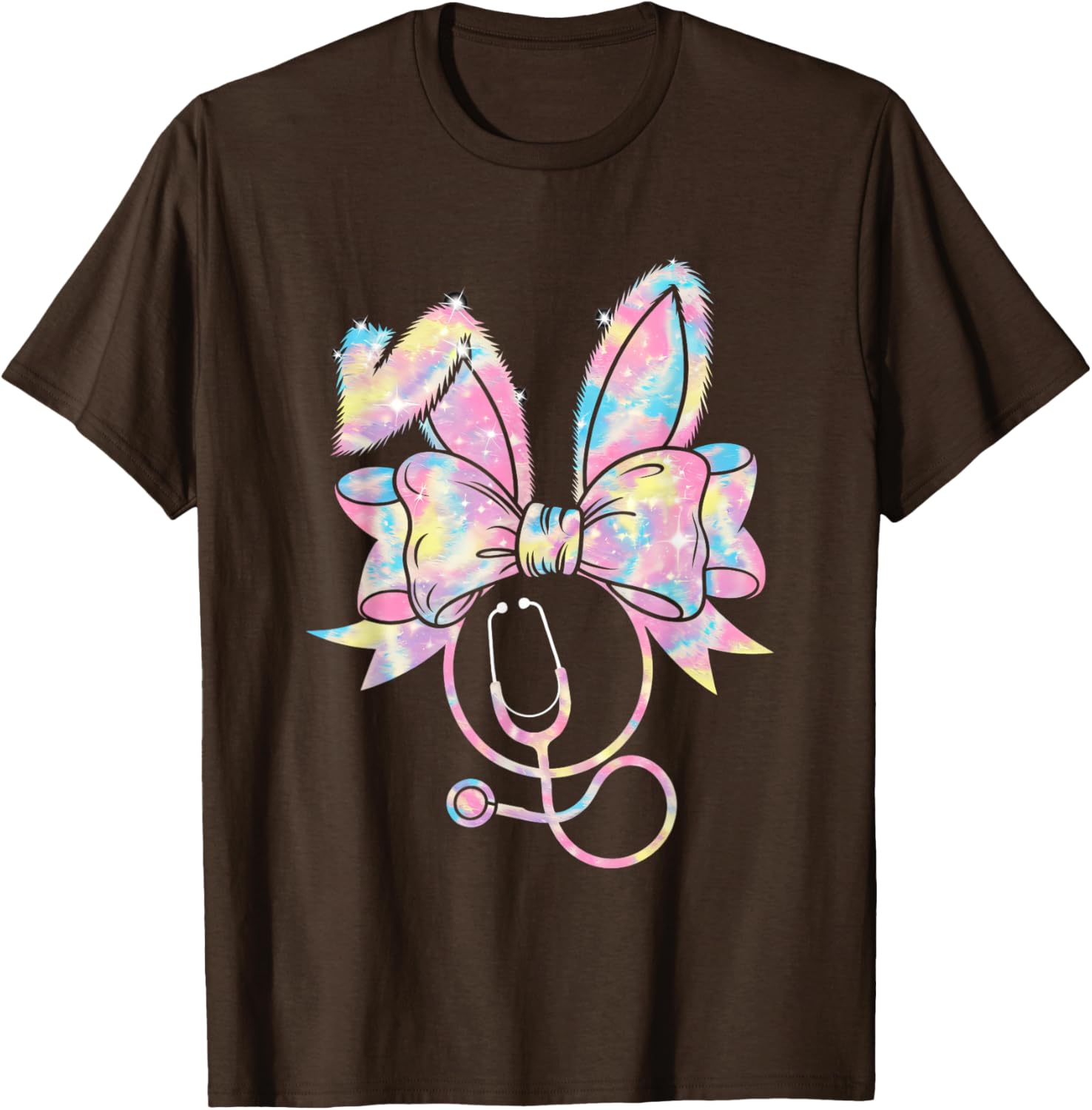 Easter Nurse Coquette Bow Stethoscope Bunny Scrub Top Rabbit T-Shirt