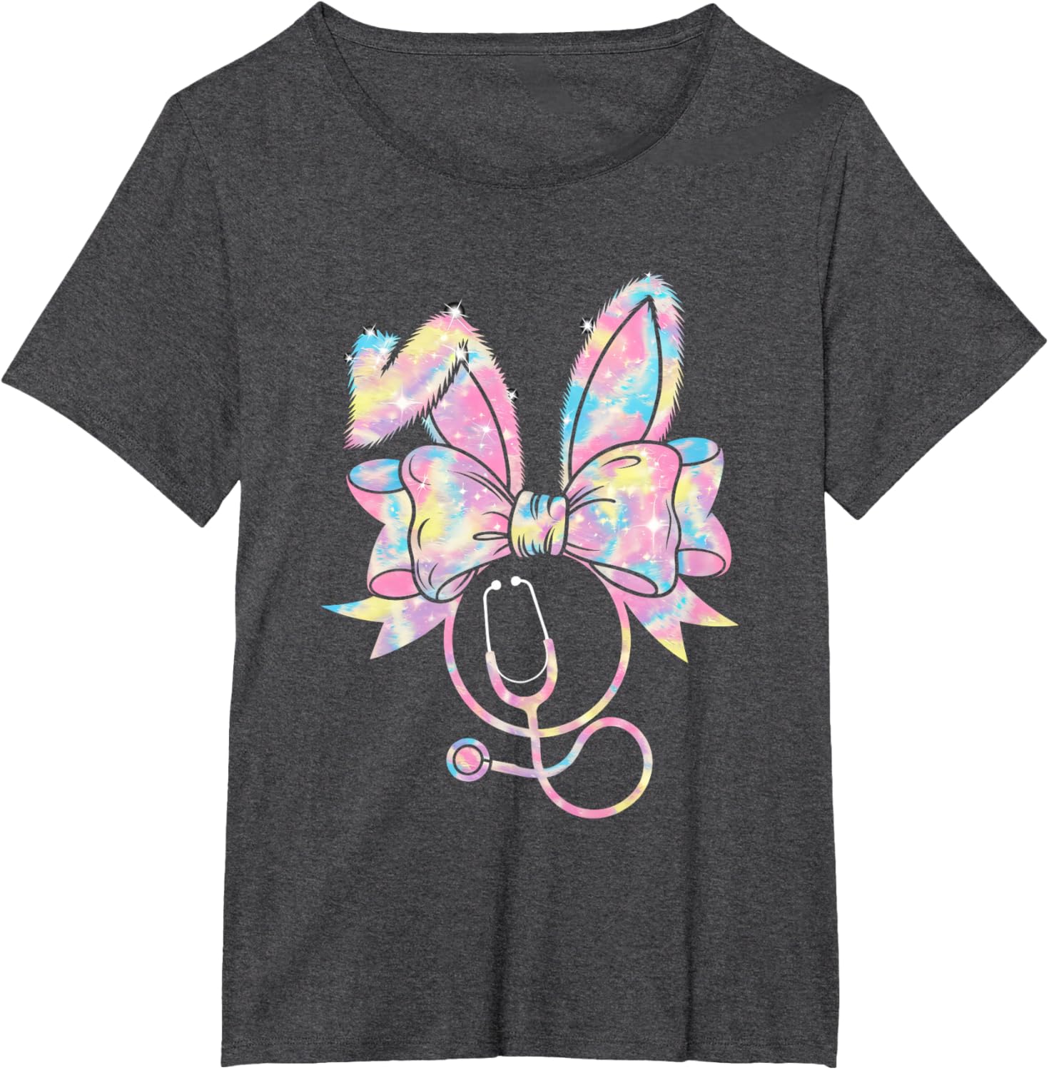 Easter Nurse Coquette Bow Stethoscope Bunny Scrub Top Rabbit T-Shirt