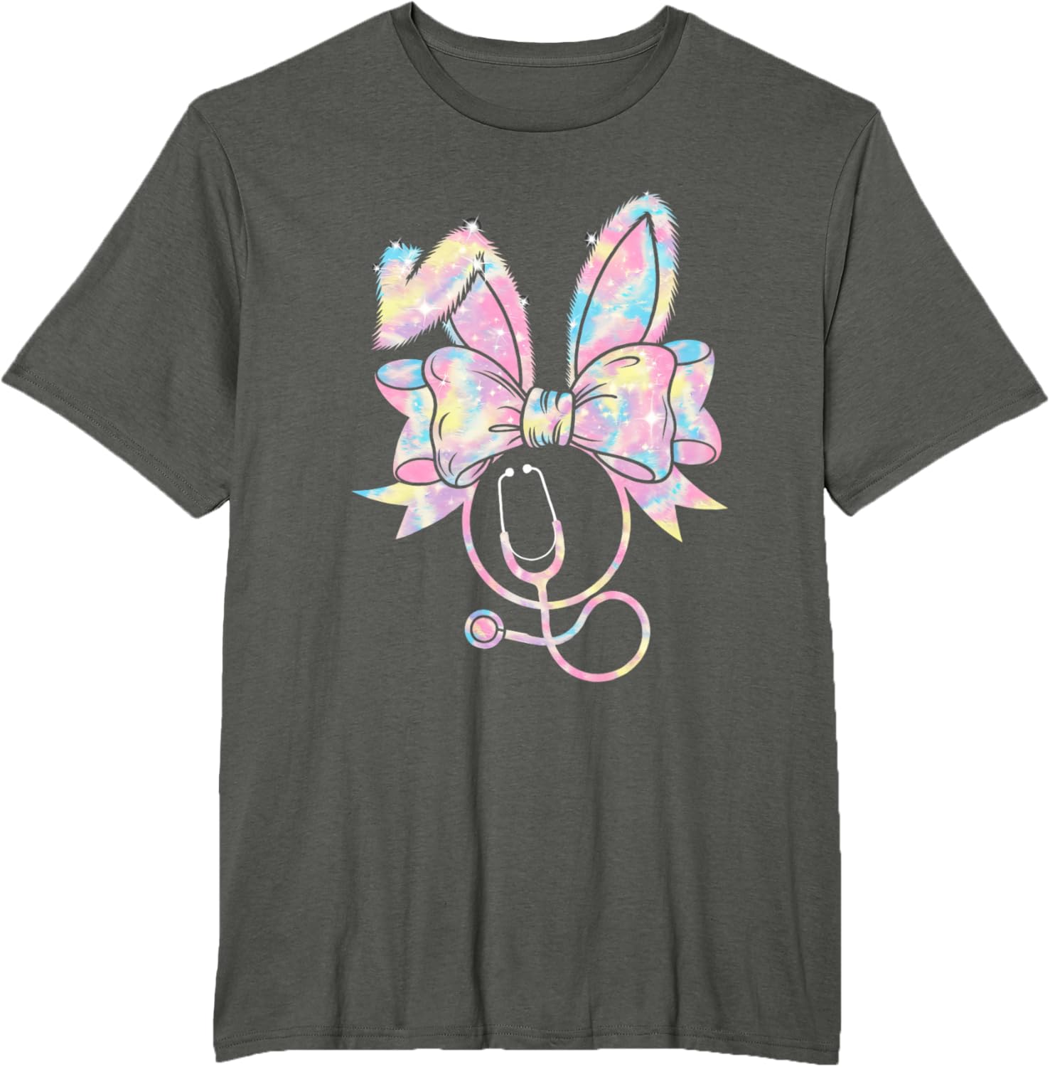 Easter Nurse Coquette Bow Stethoscope Bunny Scrub Top Rabbit T-Shirt