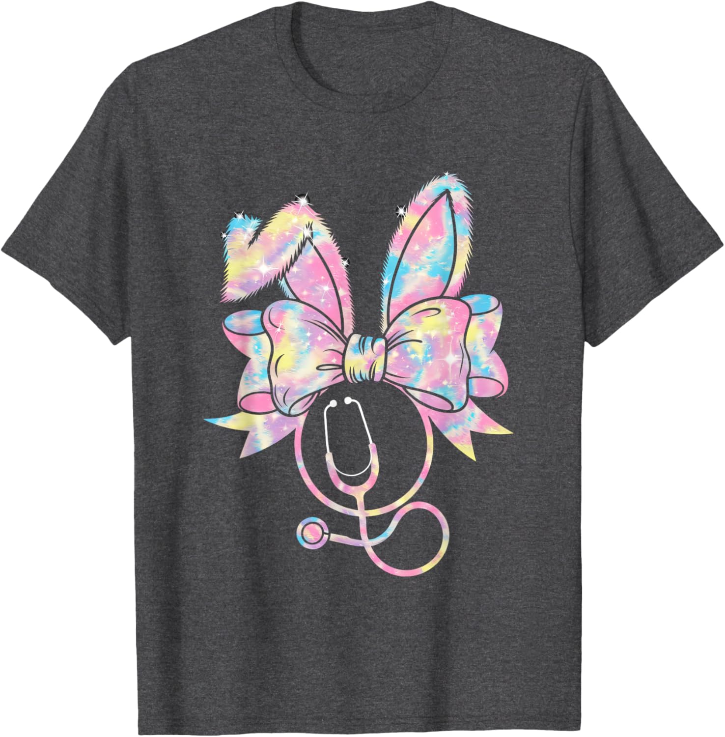 Easter Nurse Coquette Bow Stethoscope Bunny Scrub Top Rabbit T-Shirt