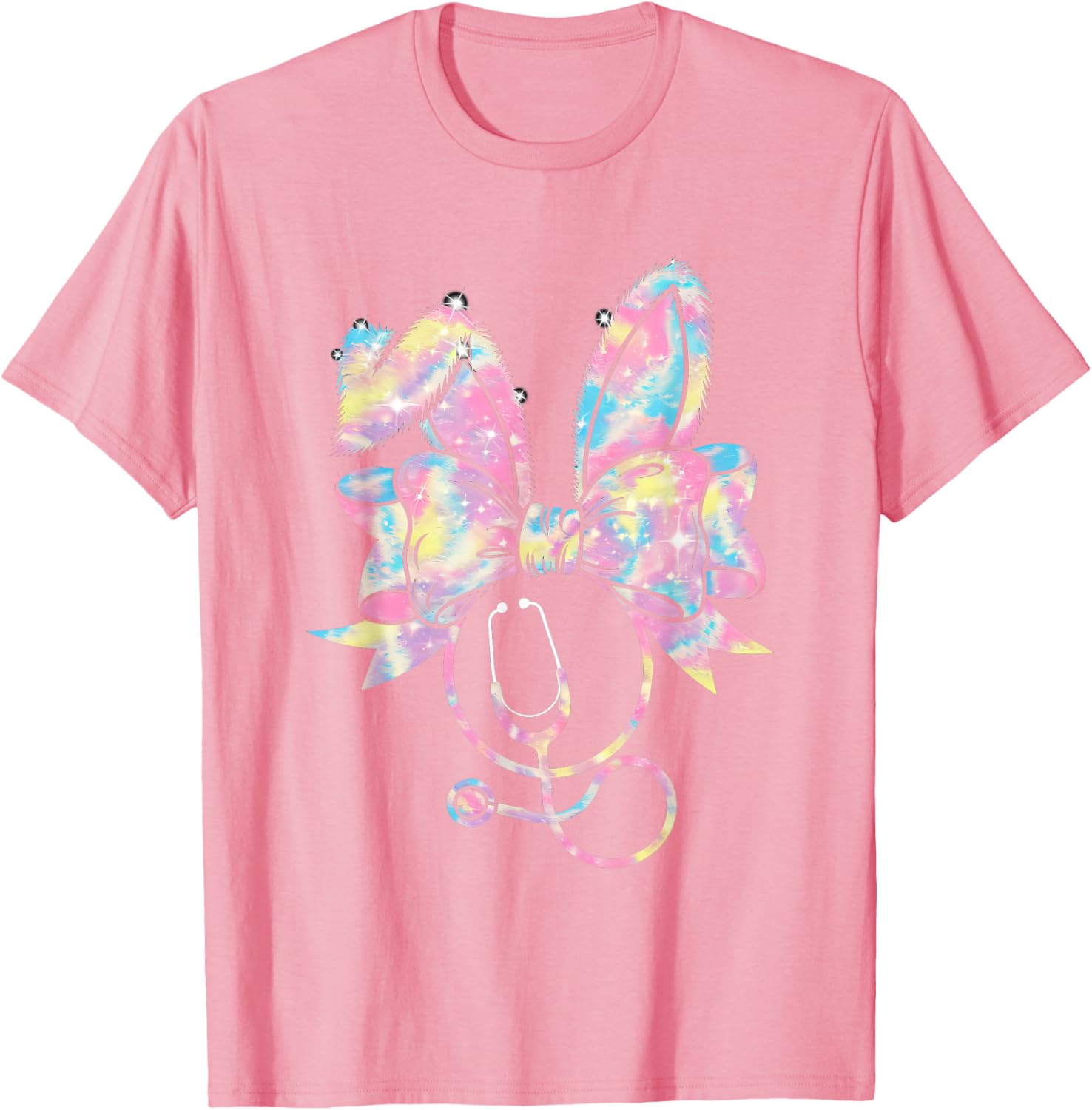 Easter Nurse Coquette Bow Stethoscope Bunny Scrub Top Rabbit T-Shirt