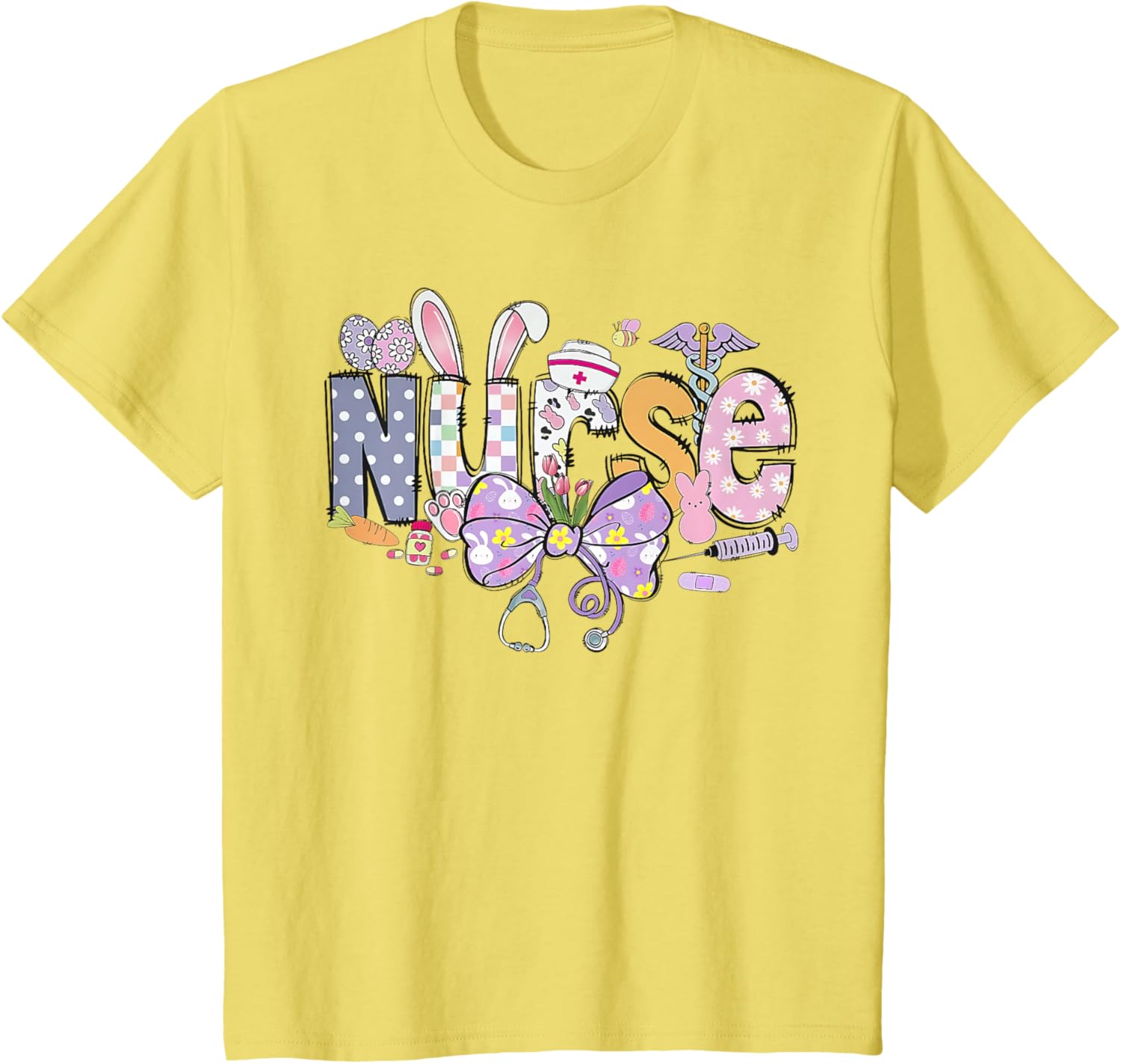 Easter Nurse Coquette Stethoscope Bow Bunny Ear School Nurse T-Shirt