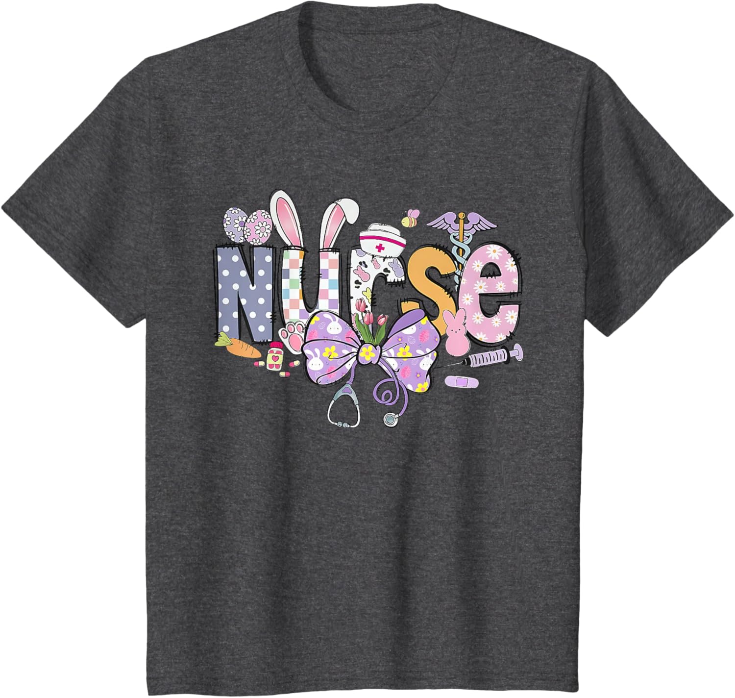 Easter Nurse Coquette Stethoscope Bow Bunny Ear School Nurse T-Shirt