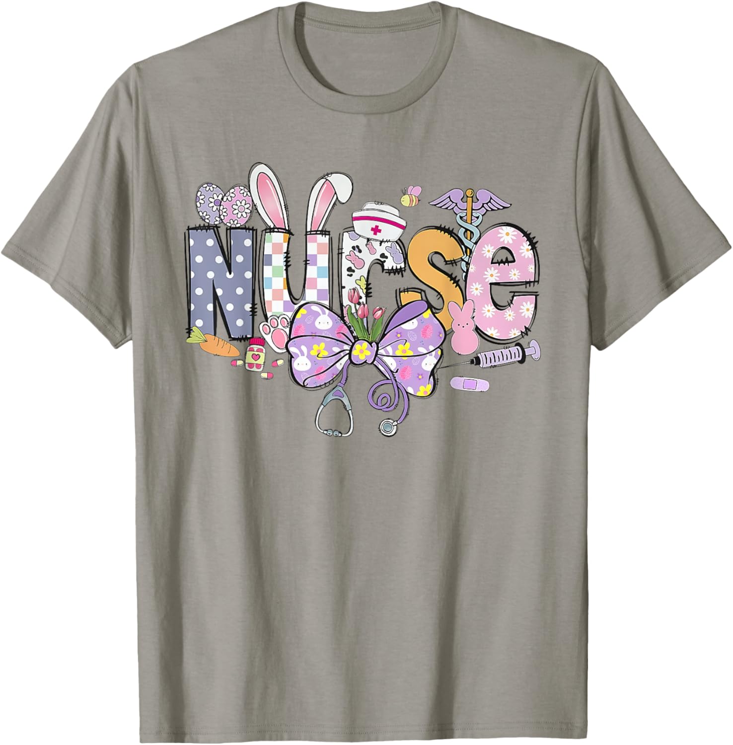 Easter Nurse Coquette Stethoscope Bow Bunny Ear School Nurse T-Shirt