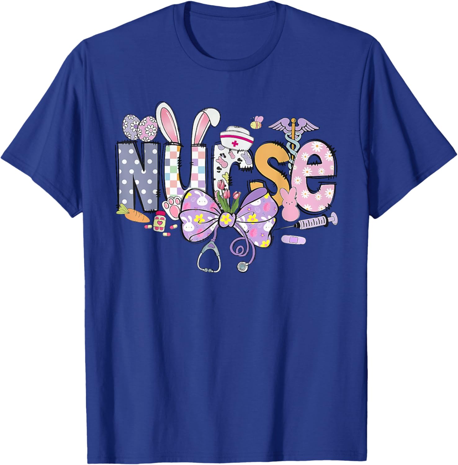 Easter Nurse Coquette Stethoscope Bow Bunny Ear School Nurse T-Shirt